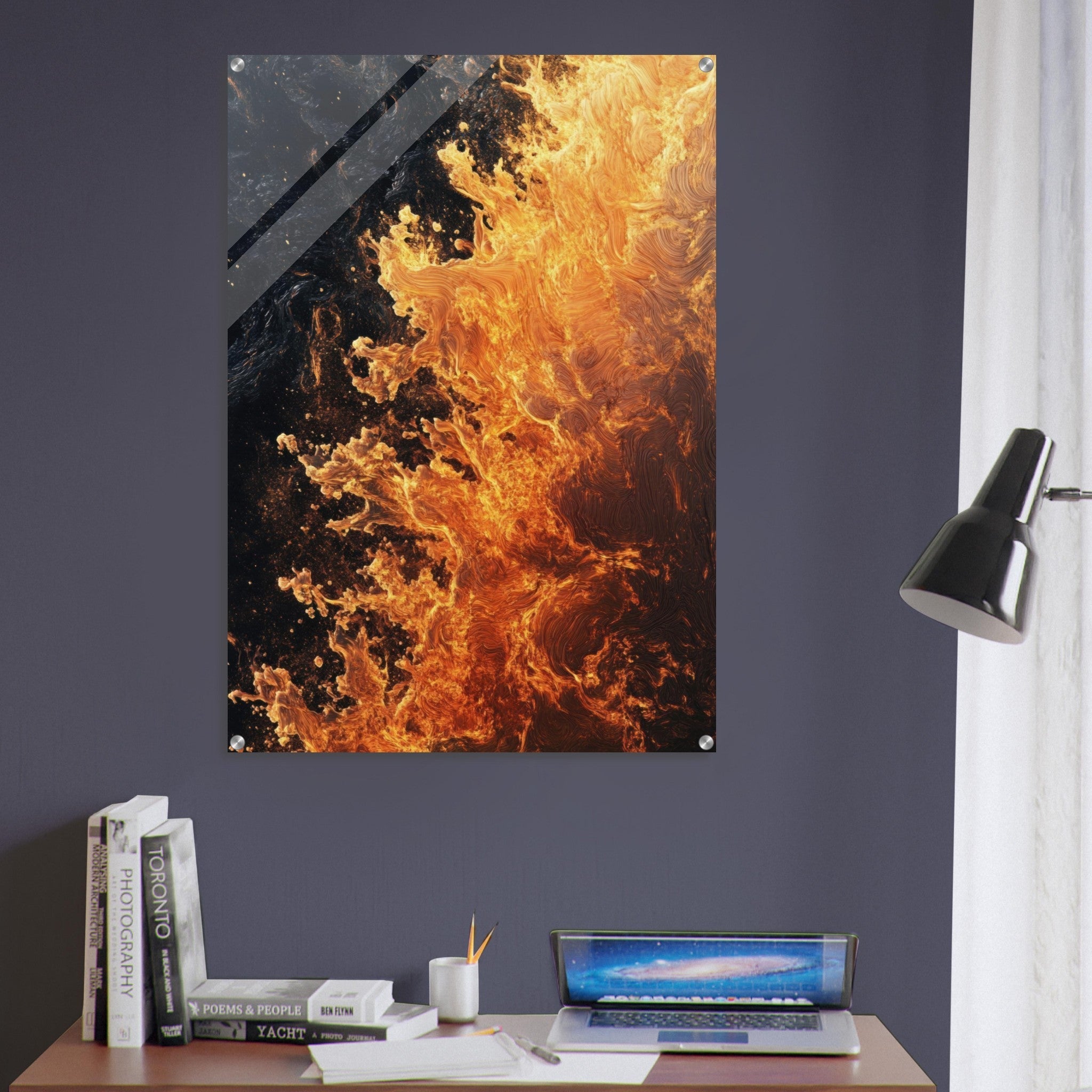 Acrylic Print Portrait - Ember Genesis A volatile burst of molten gold 7 - Ai Art Force