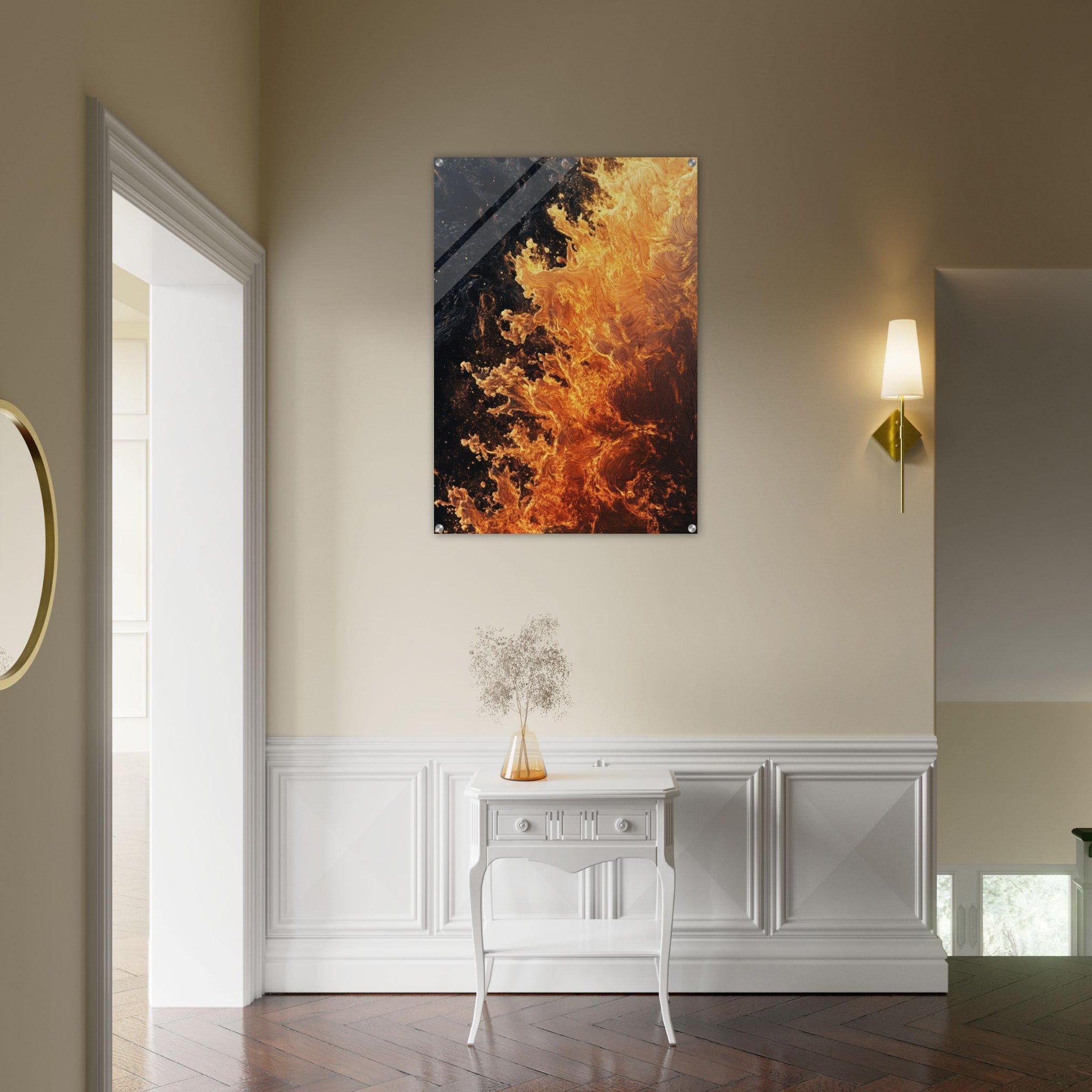 Acrylic Print Portrait - Ember Genesis A volatile burst of molten gold 7 - Ai Art Force