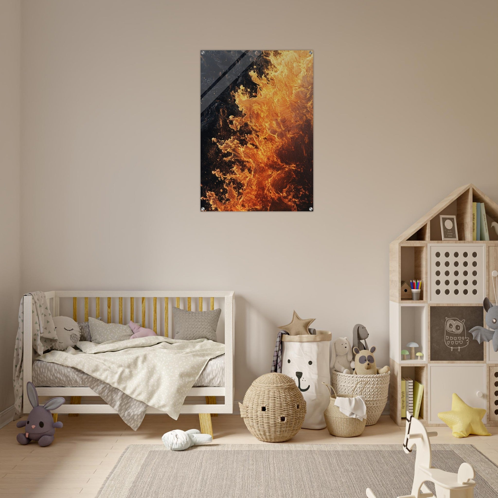 Acrylic Print Portrait - Ember Genesis A volatile burst of molten gold 7 - Ai Art Force