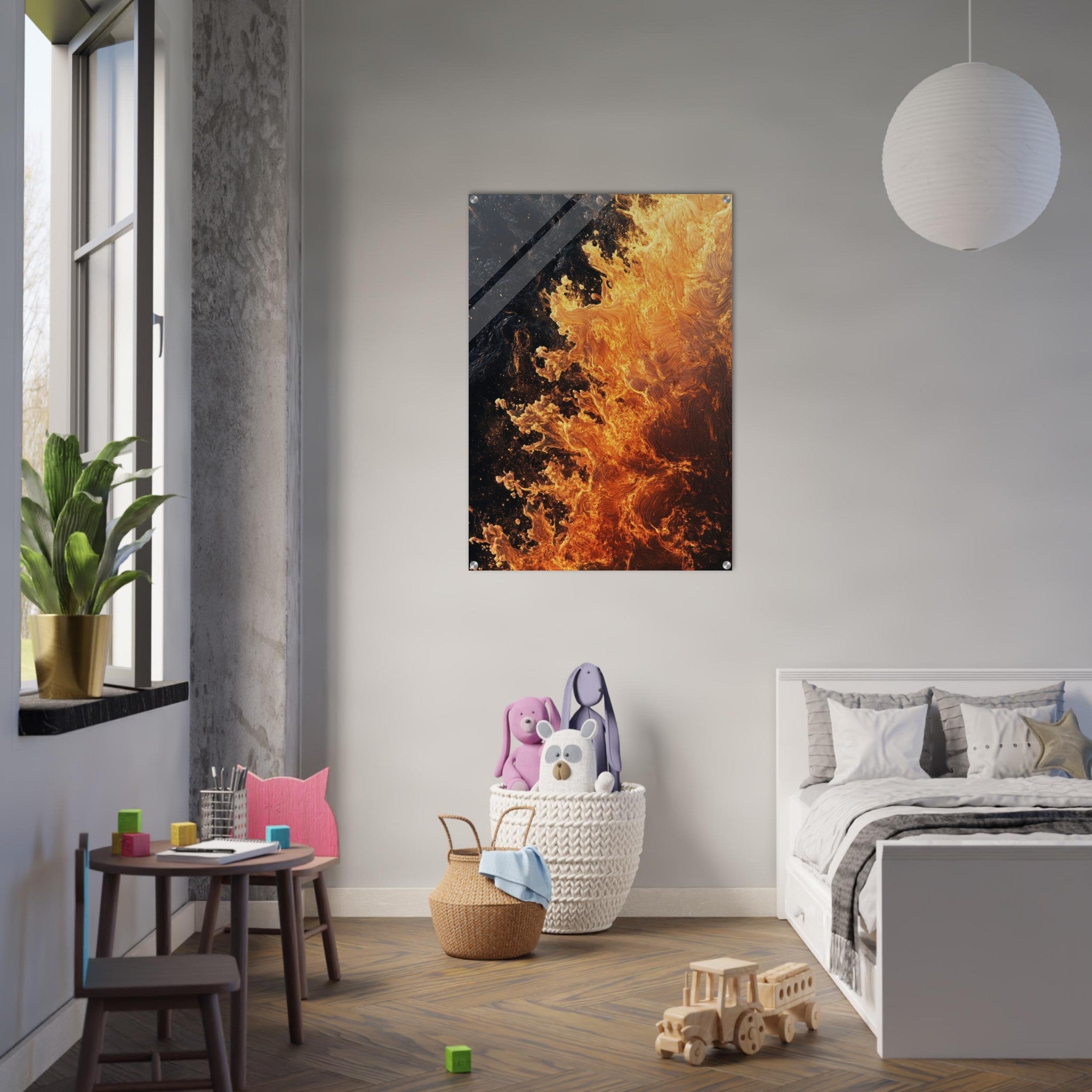 Acrylic Print Portrait - Ember Genesis A volatile burst of molten gold 7 - Ai Art Force