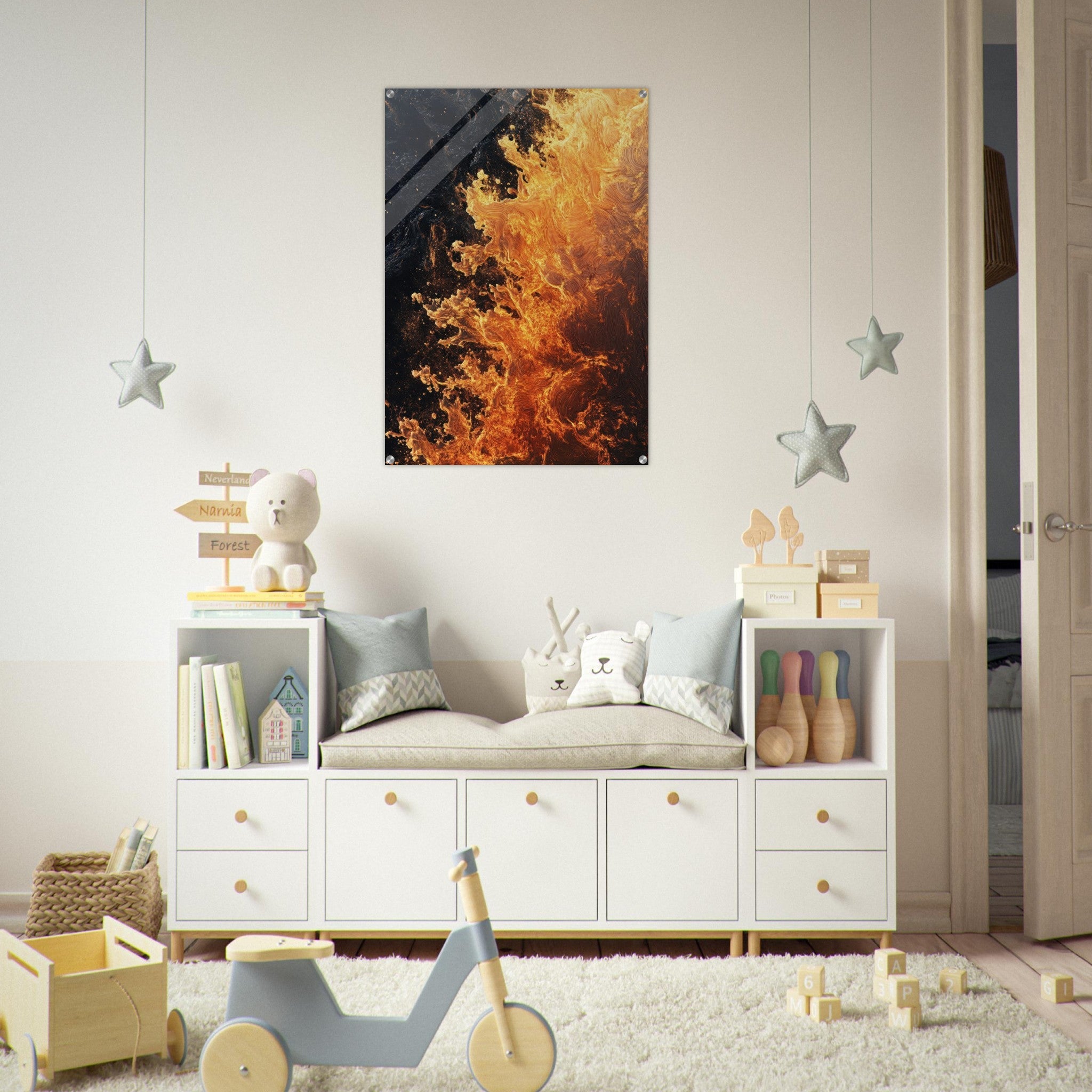 Acrylic Print Portrait - Ember Genesis A volatile burst of molten gold 7 - Ai Art Force