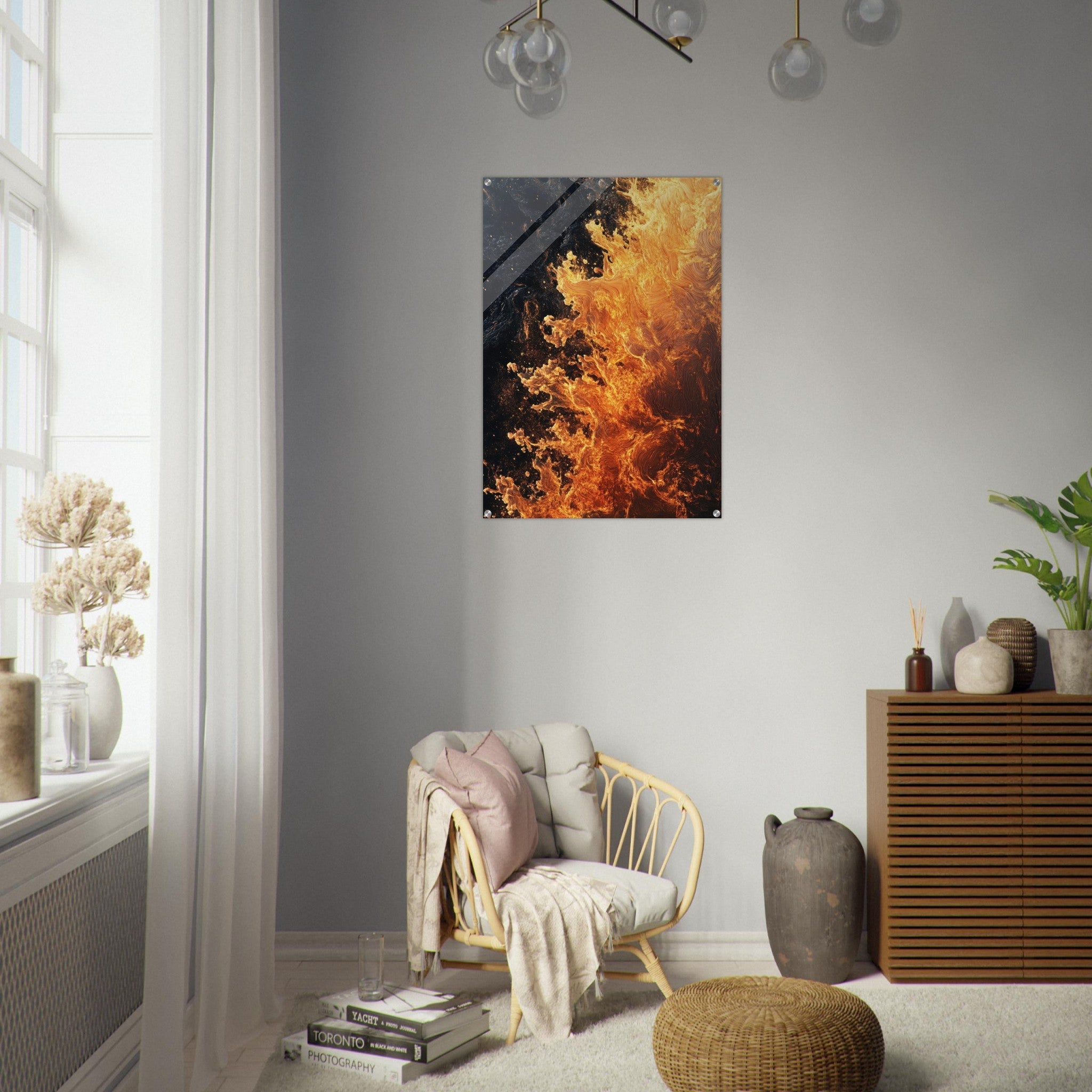 Acrylic Print Portrait - Ember Genesis A volatile burst of molten gold 7 - Ai Art Force
