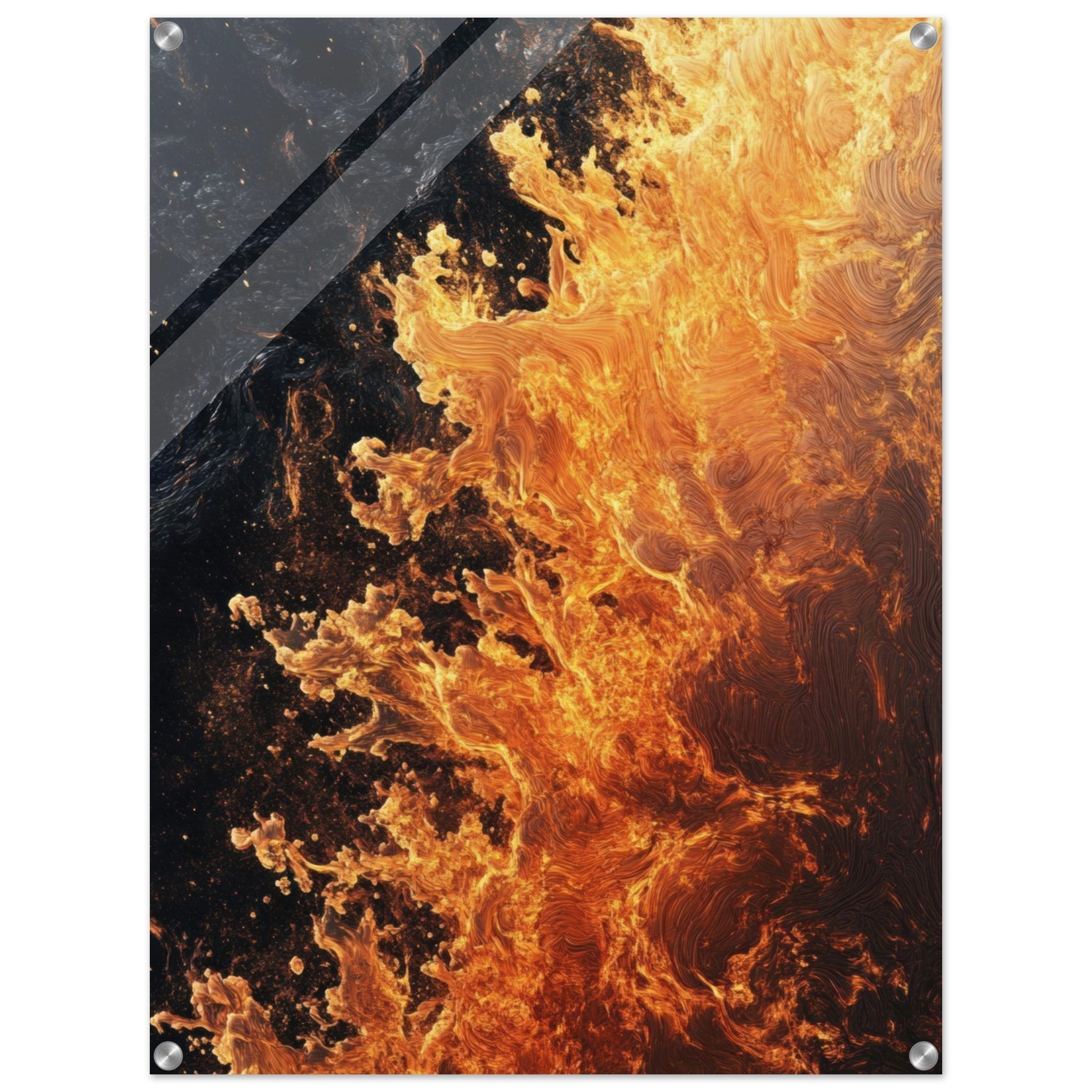 Acrylic Print Portrait - Ember Genesis A volatile burst of molten gold 7 - Ai Art Force