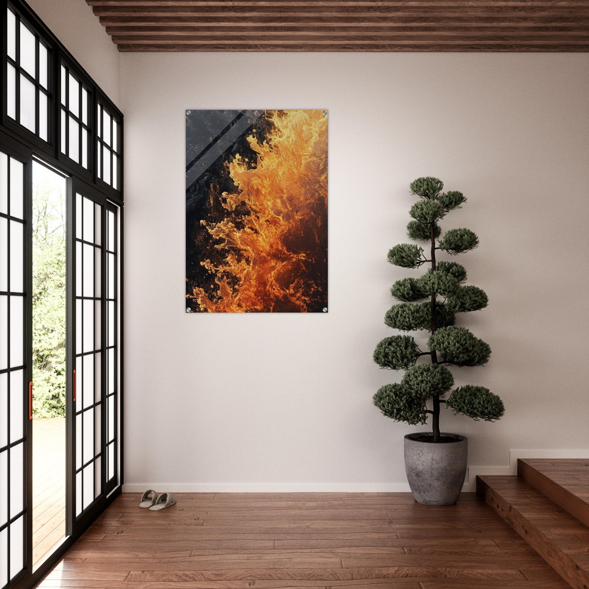 Acrylic Print Portrait - Ember Genesis A volatile burst of molten gold 7 - Ai Art Force