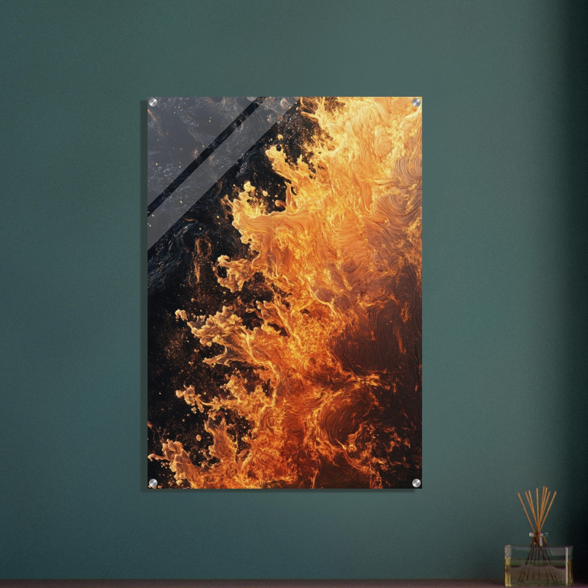 Acrylic Print Portrait - Ember Genesis A volatile burst of molten gold 7 - Ai Art Force