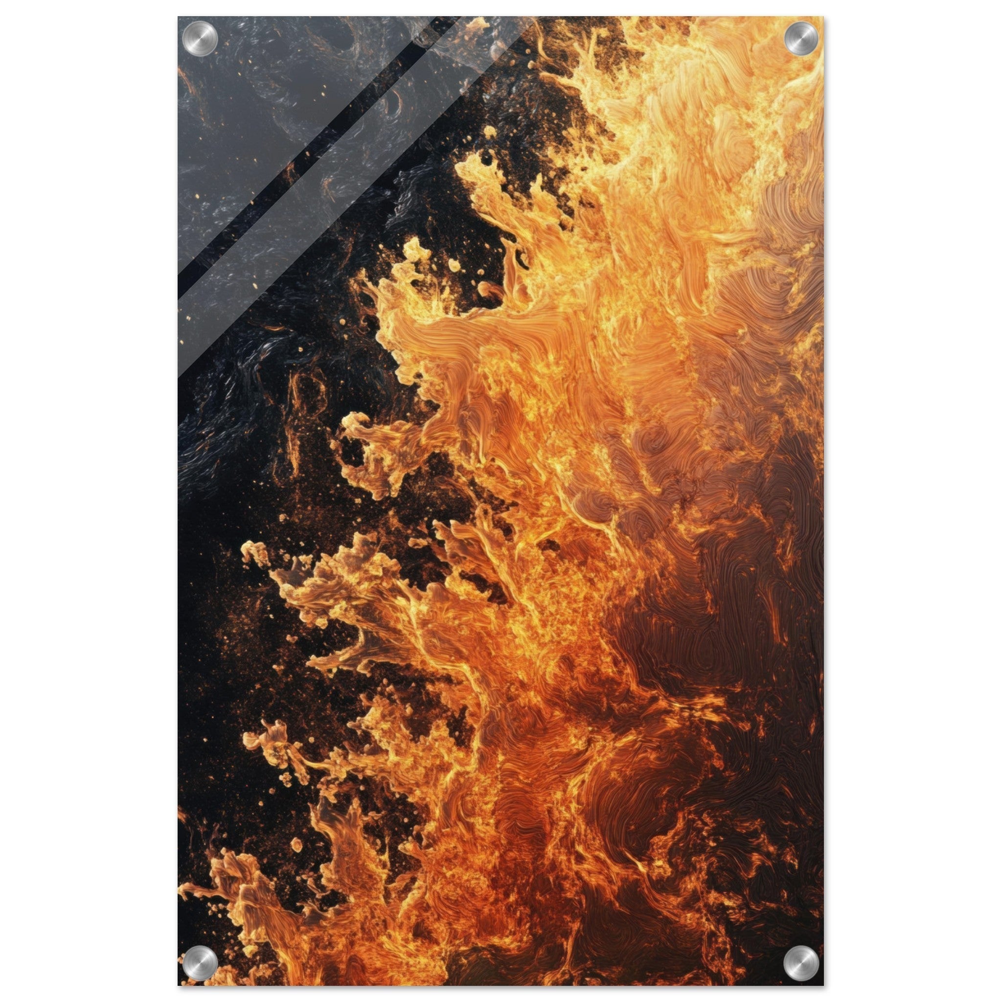 Acrylic Print Portrait - Ember Genesis A volatile burst of molten gold 7 - Ai Art Force