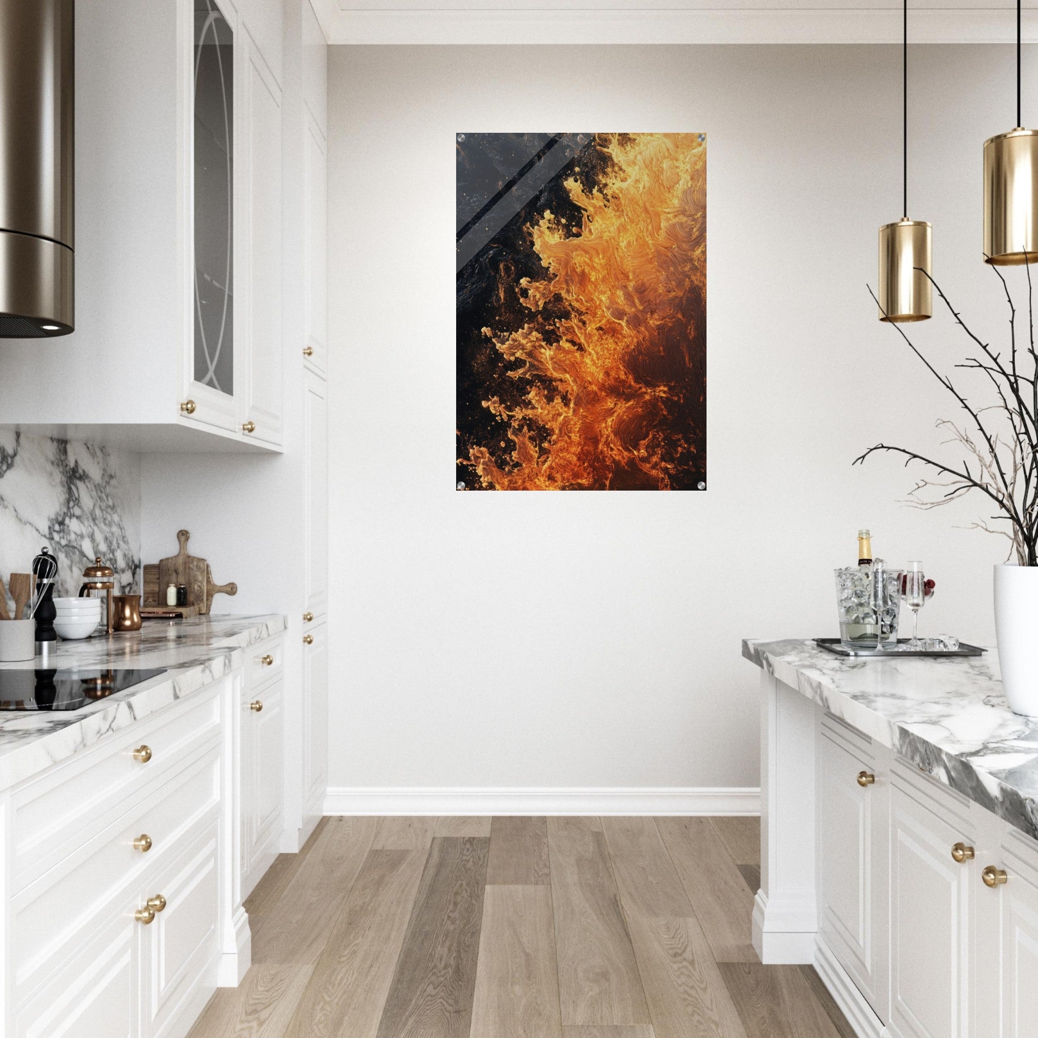 Acrylic Print Portrait - Ember Genesis A volatile burst of molten gold 7 - Ai Art Force