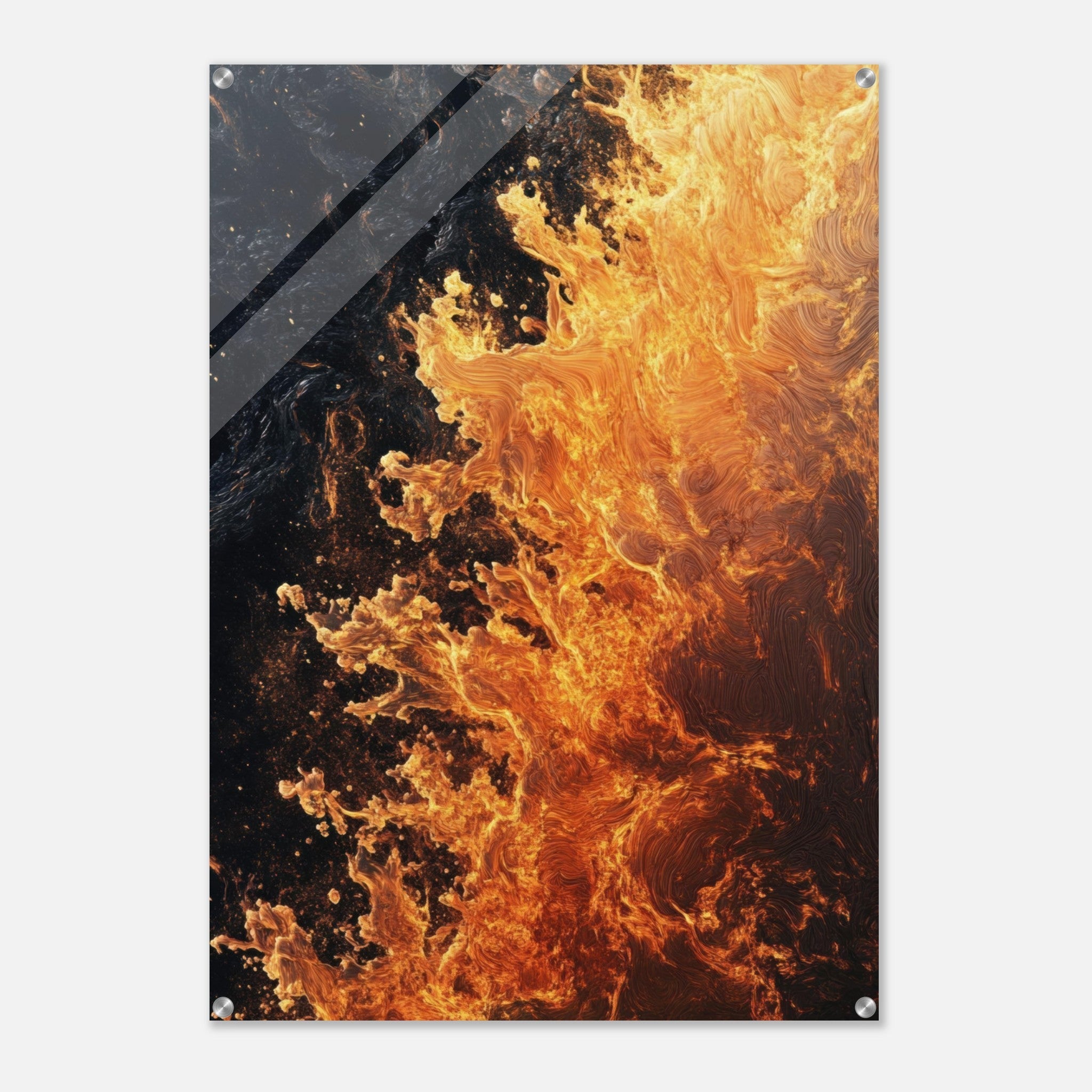 Acrylic Print Portrait - Ember Genesis A volatile burst of molten gold 7 - Ai Art Force