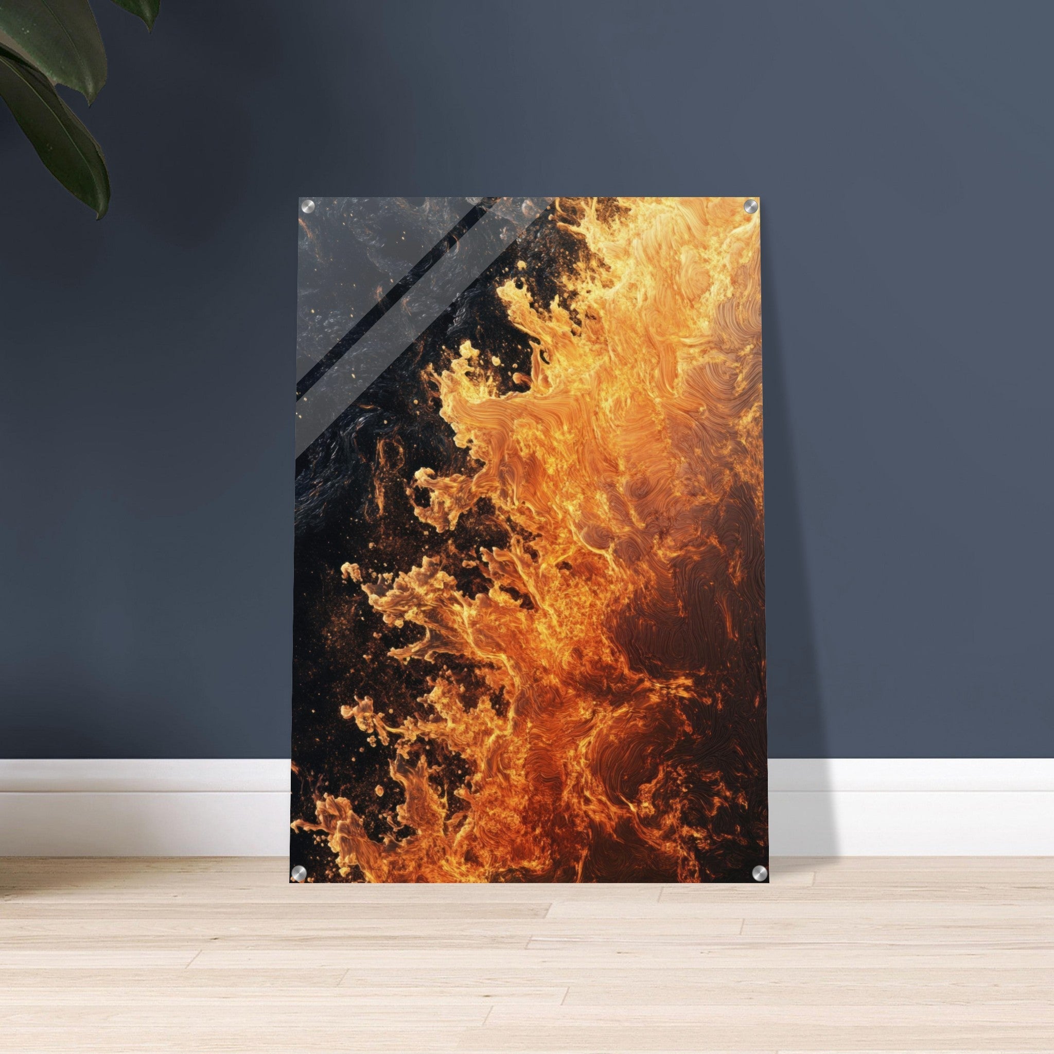 Acrylic Print Portrait - Ember Genesis A volatile burst of molten gold 7 - Ai Art Force
