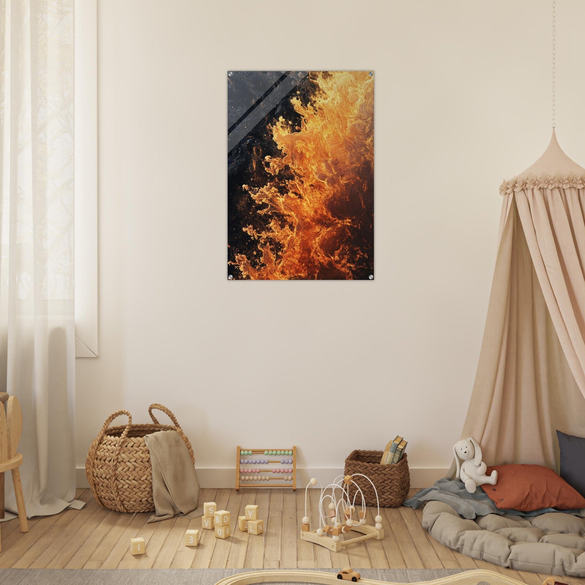 Acrylic Print Portrait - Ember Genesis A volatile burst of molten gold 7 - Ai Art Force