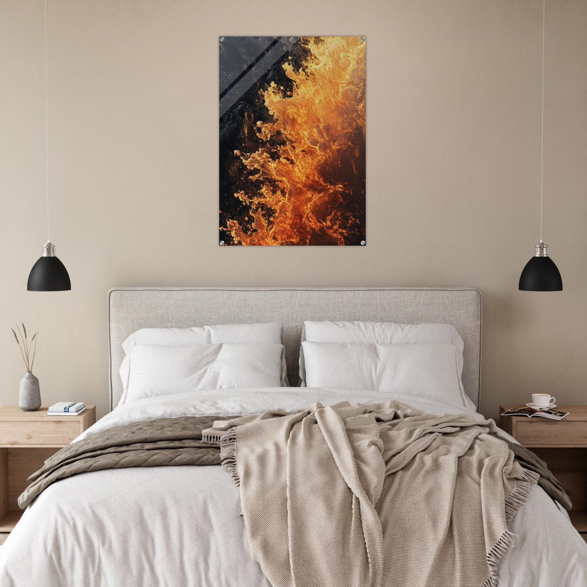 Acrylic Print Portrait - Ember Genesis A volatile burst of molten gold 7 - Ai Art Force