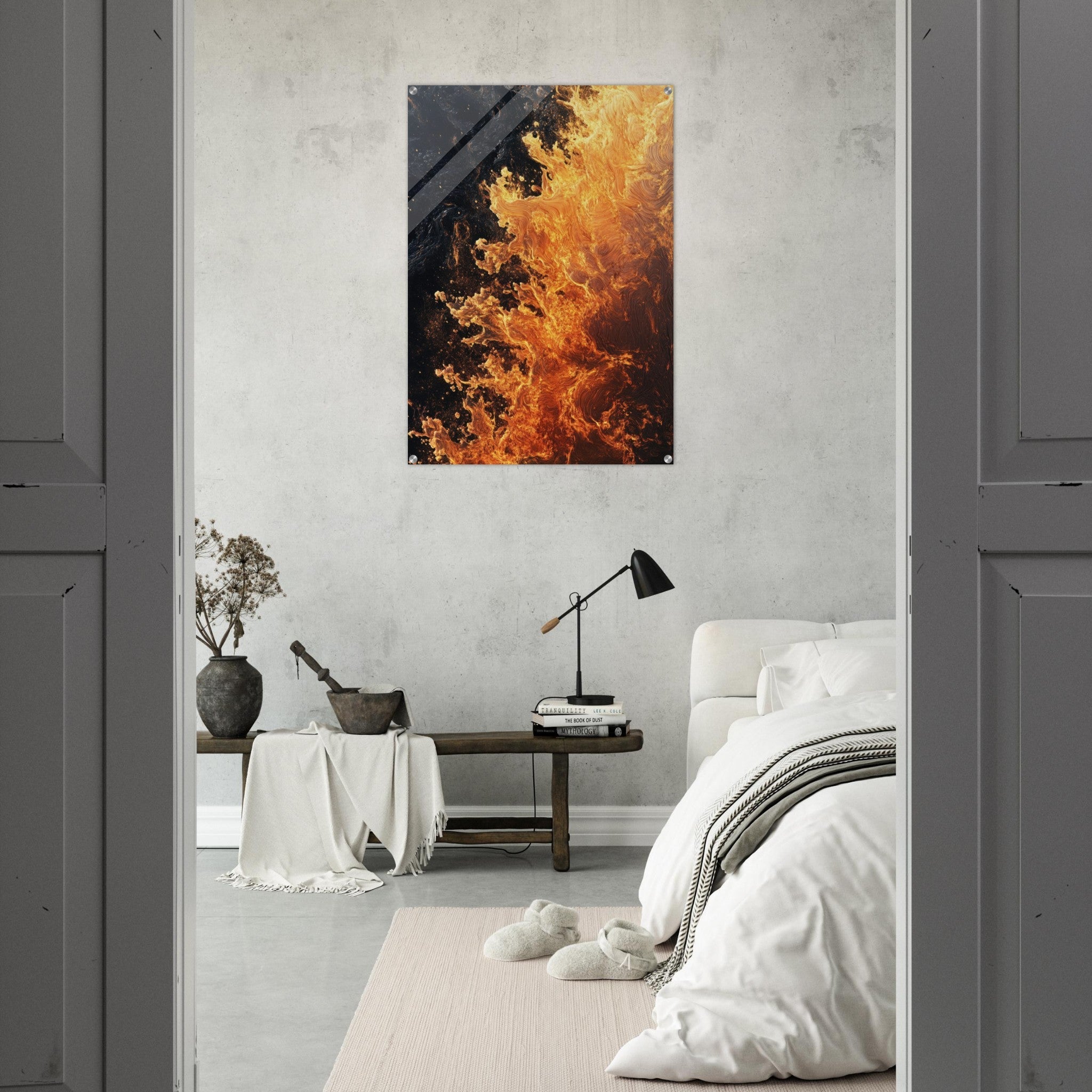 Acrylic Print Portrait - Ember Genesis A volatile burst of molten gold 7 - Ai Art Force