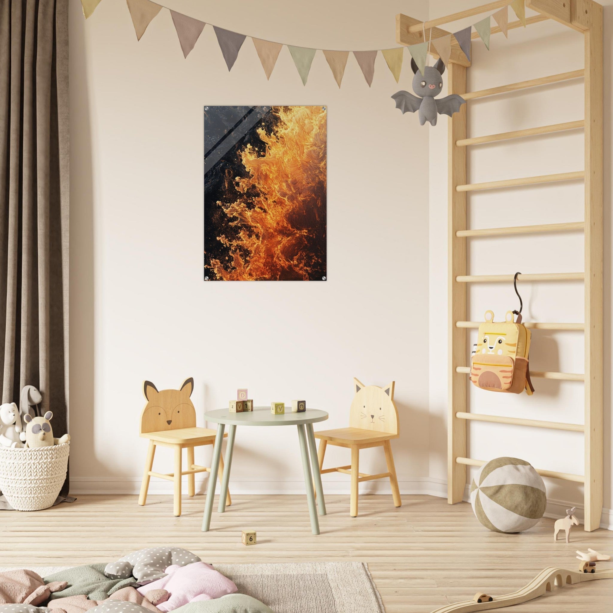 Acrylic Print Portrait - Ember Genesis A volatile burst of molten gold 7 - Ai Art Force