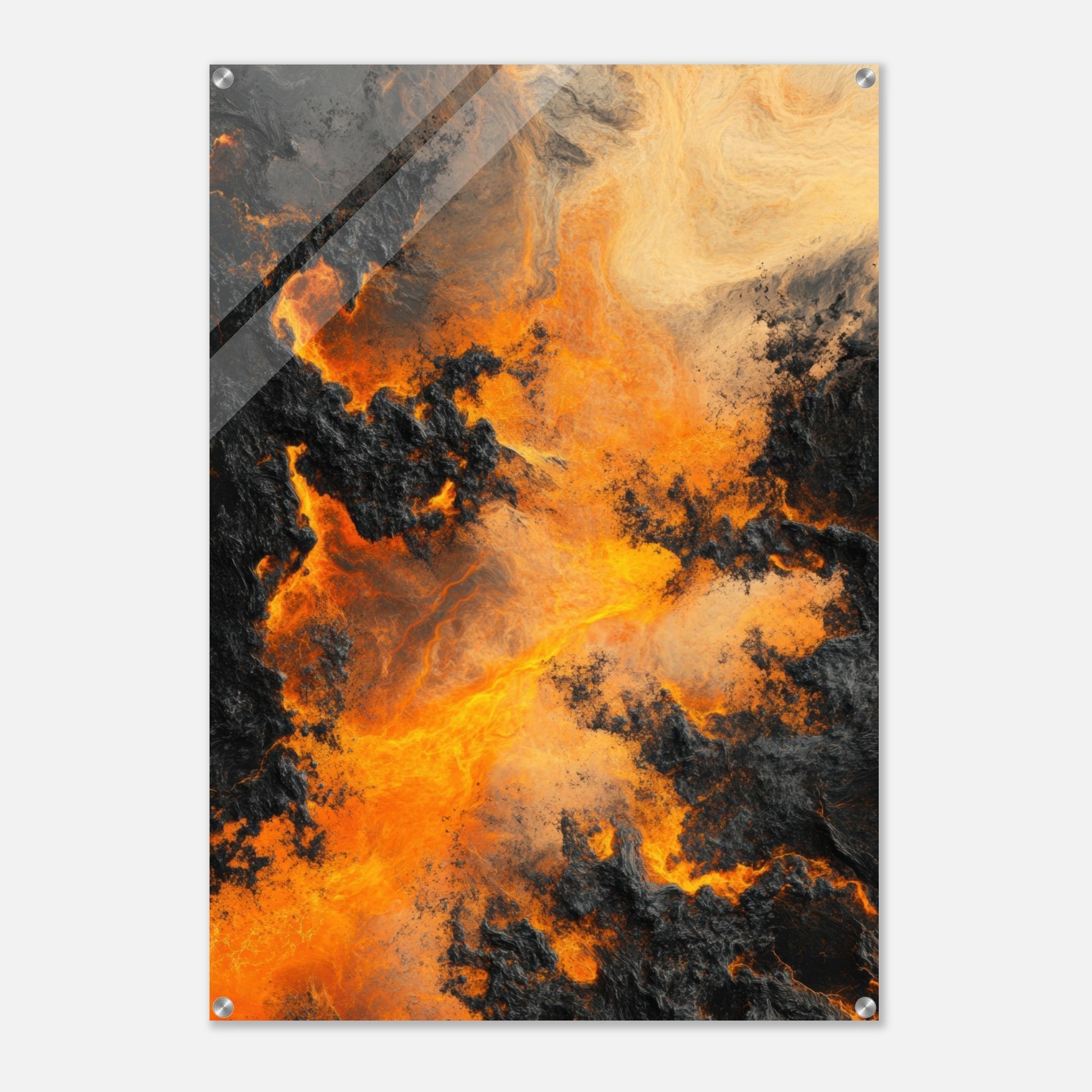 Acrylic Print Portrait - Ember Genesis A volatile burst of molten gold 8 - Ai Art Force
