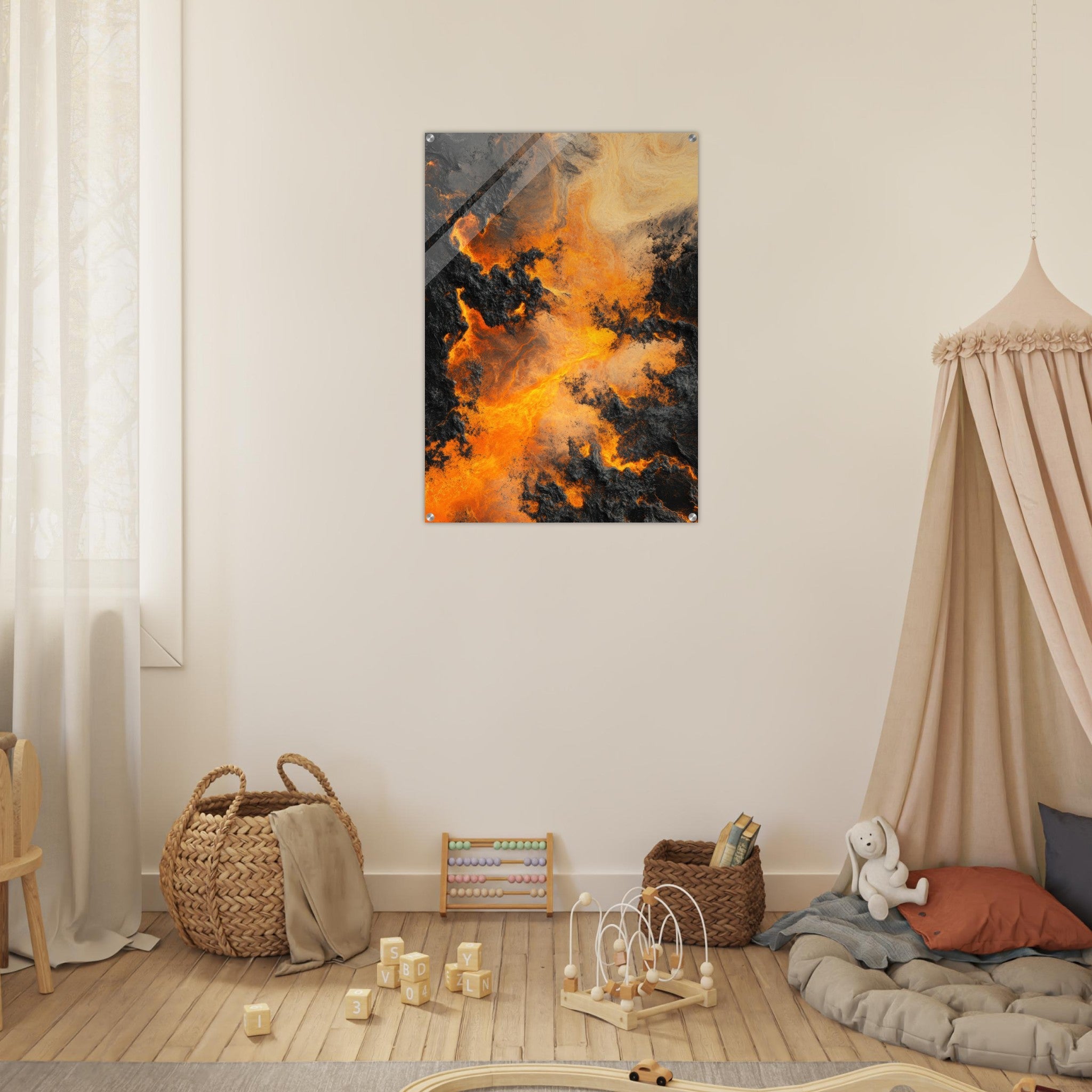 Acrylic Print Portrait - Ember Genesis A volatile burst of molten gold 8 - Ai Art Force