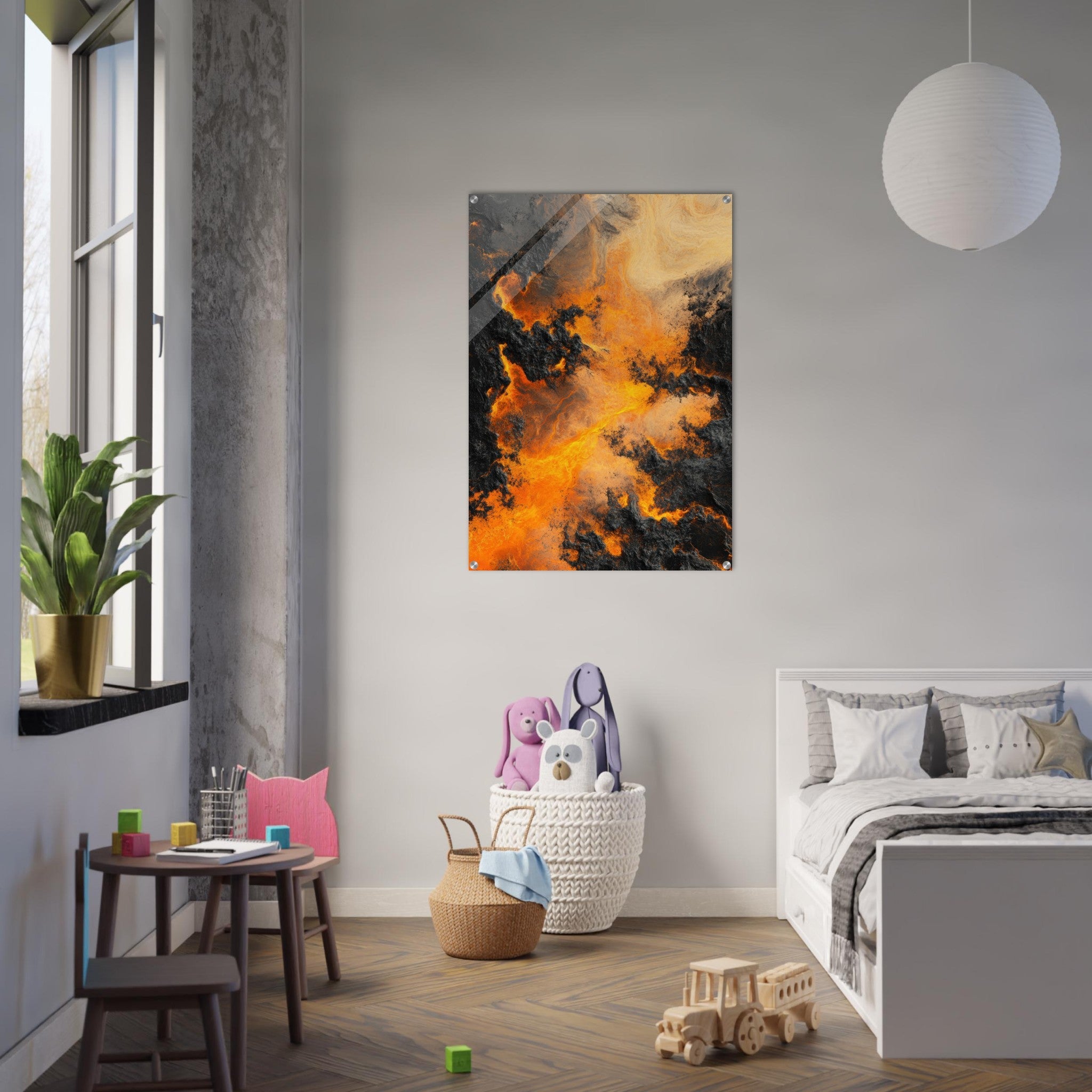 Acrylic Print Portrait - Ember Genesis A volatile burst of molten gold 8 - Ai Art Force