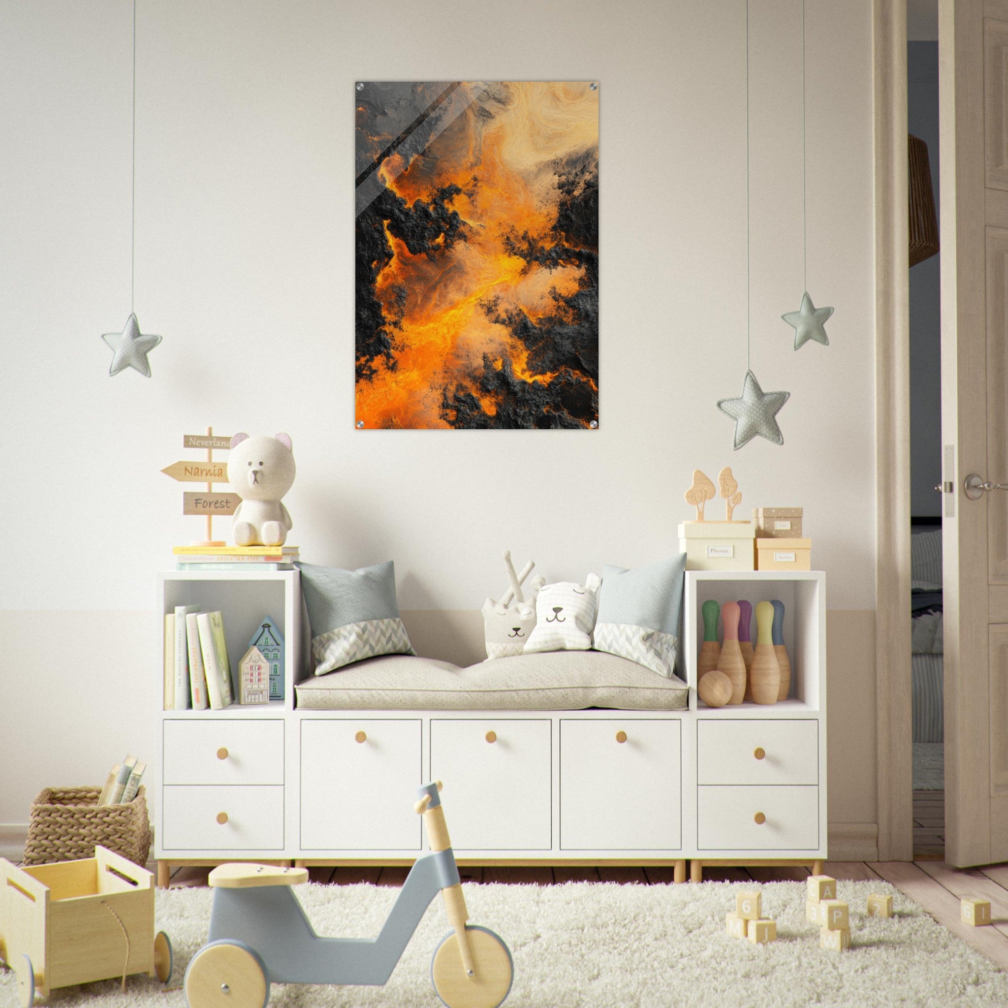 Acrylic Print Portrait - Ember Genesis A volatile burst of molten gold 8 - Ai Art Force