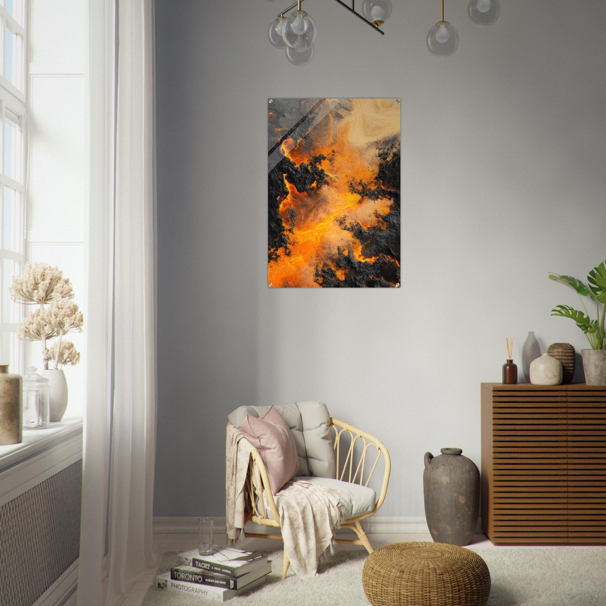 Acrylic Print Portrait - Ember Genesis A volatile burst of molten gold 8 - Ai Art Force