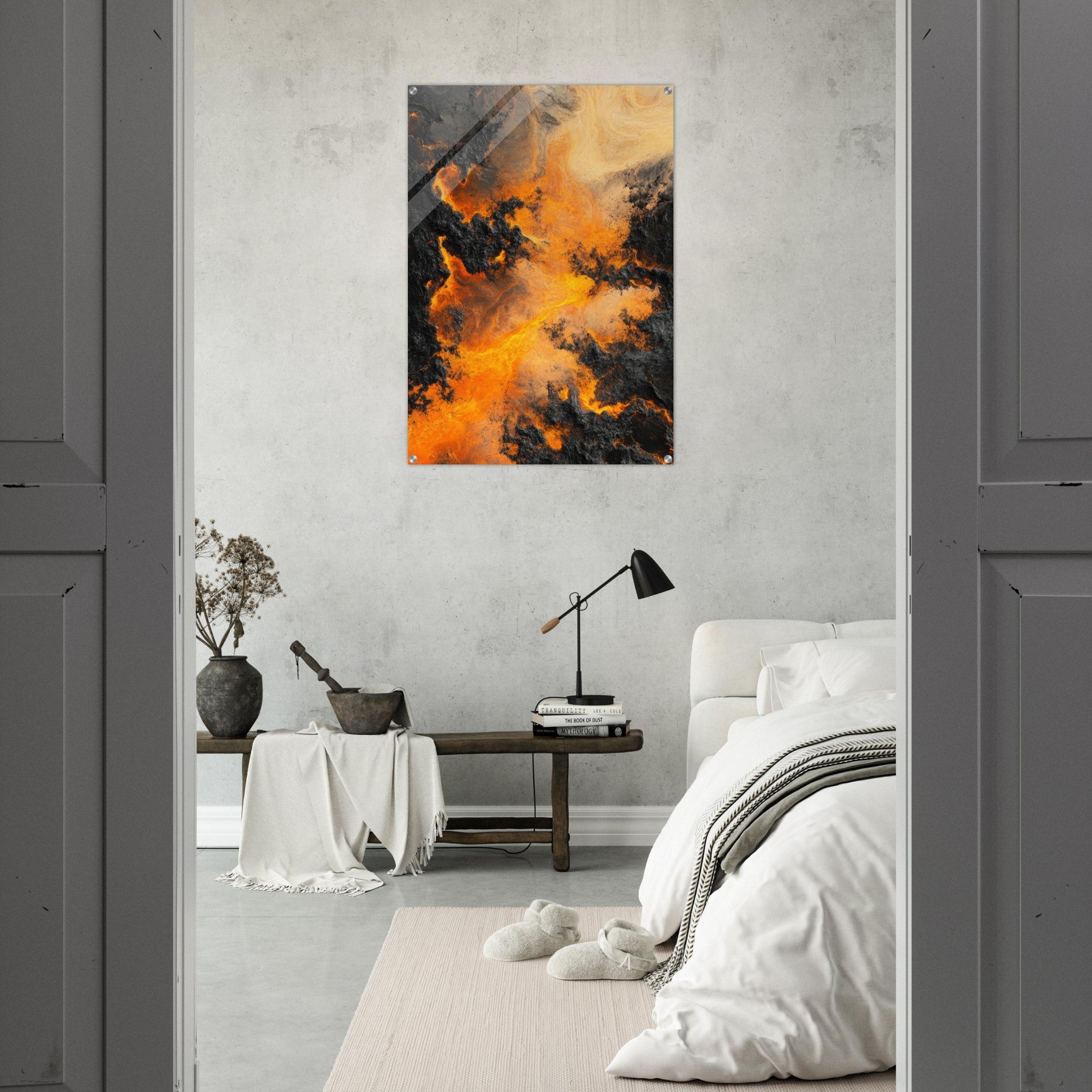 Acrylic Print Portrait - Ember Genesis A volatile burst of molten gold 8 - Ai Art Force