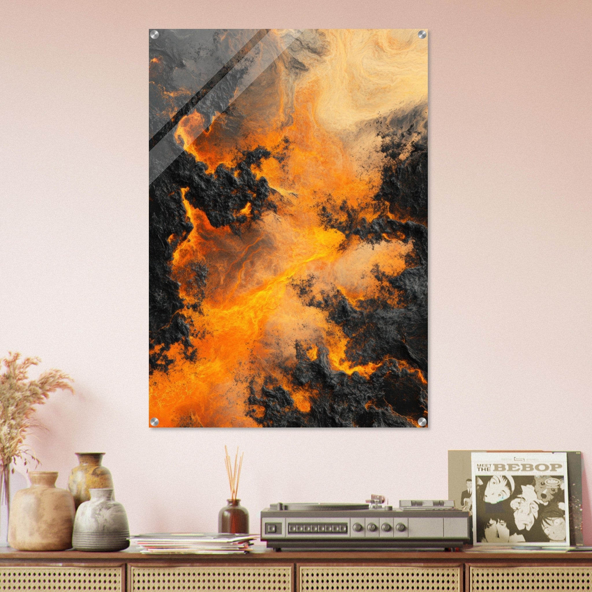 Acrylic Print Portrait - Ember Genesis A volatile burst of molten gold 8 - Ai Art Force