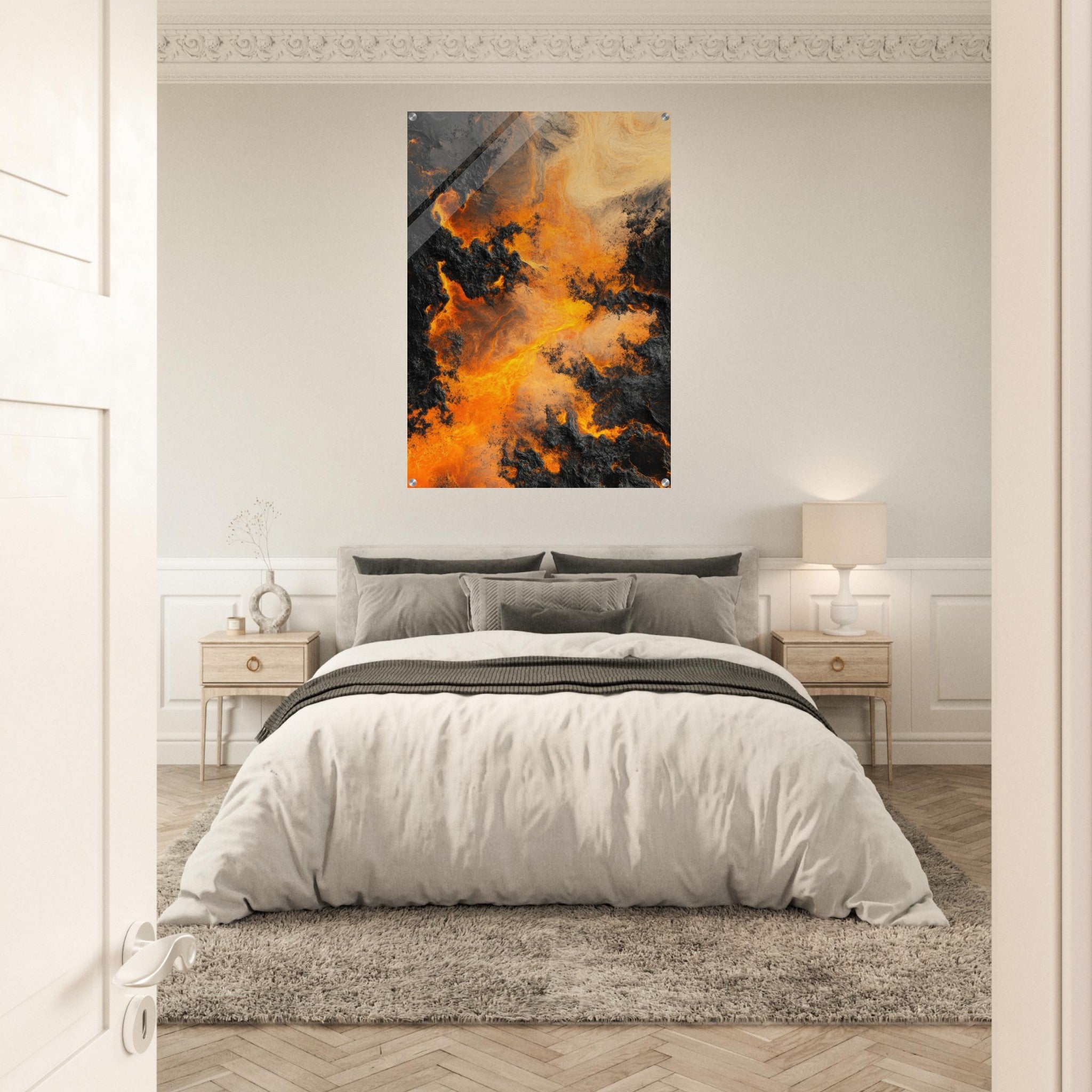 Acrylic Print Portrait - Ember Genesis A volatile burst of molten gold 8 - Ai Art Force
