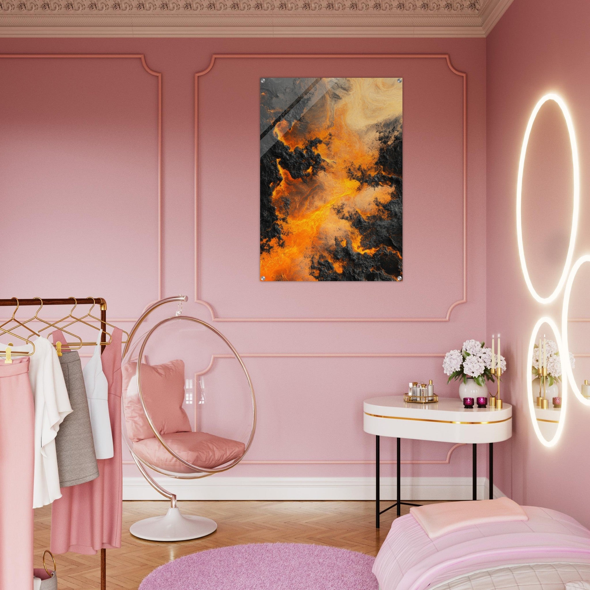 Acrylic Print Portrait - Ember Genesis A volatile burst of molten gold 8 - Ai Art Force