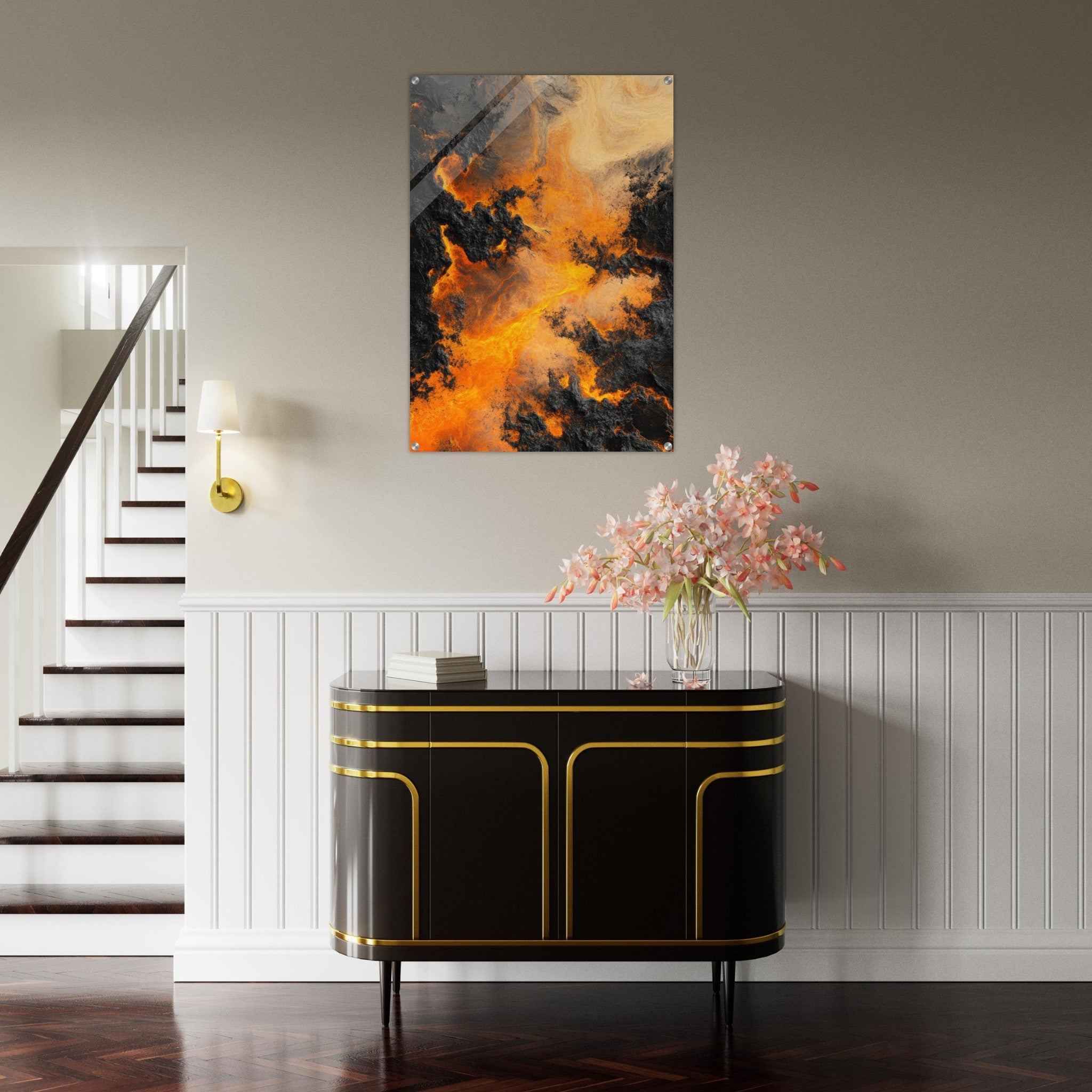 Acrylic Print Portrait - Ember Genesis A volatile burst of molten gold 8 - Ai Art Force