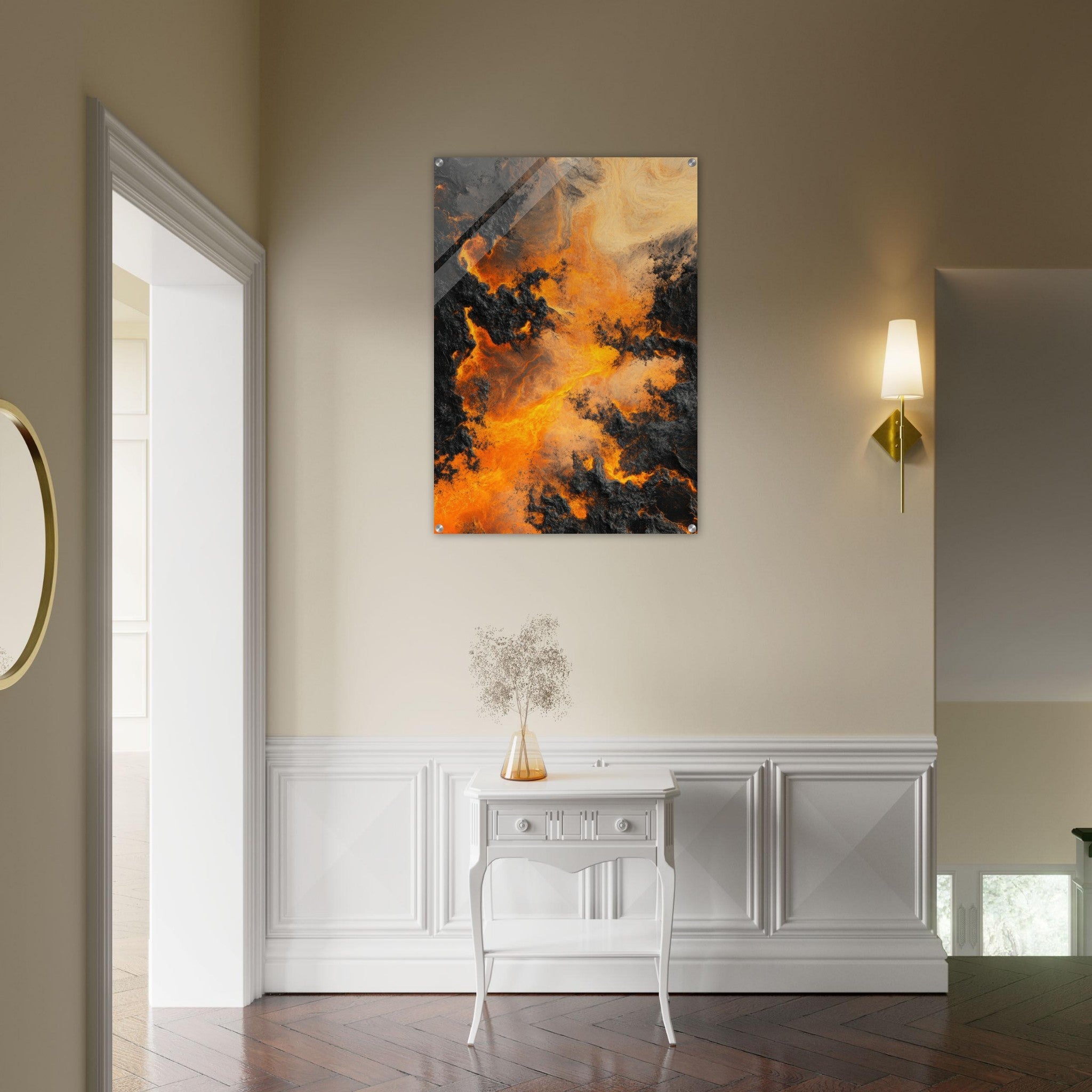 Acrylic Print Portrait - Ember Genesis A volatile burst of molten gold 8 - Ai Art Force