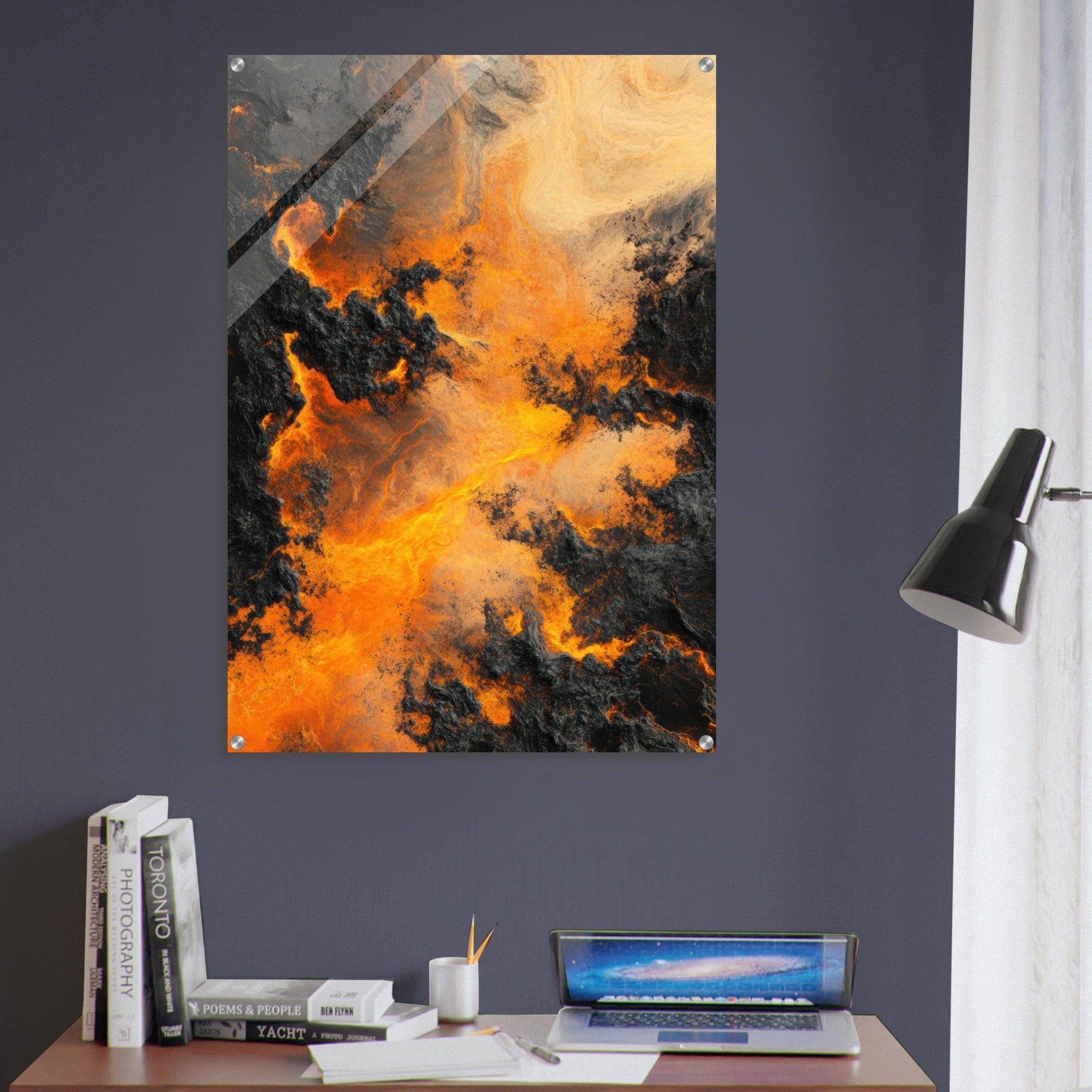 Acrylic Print Portrait - Ember Genesis A volatile burst of molten gold 8 - Ai Art Force