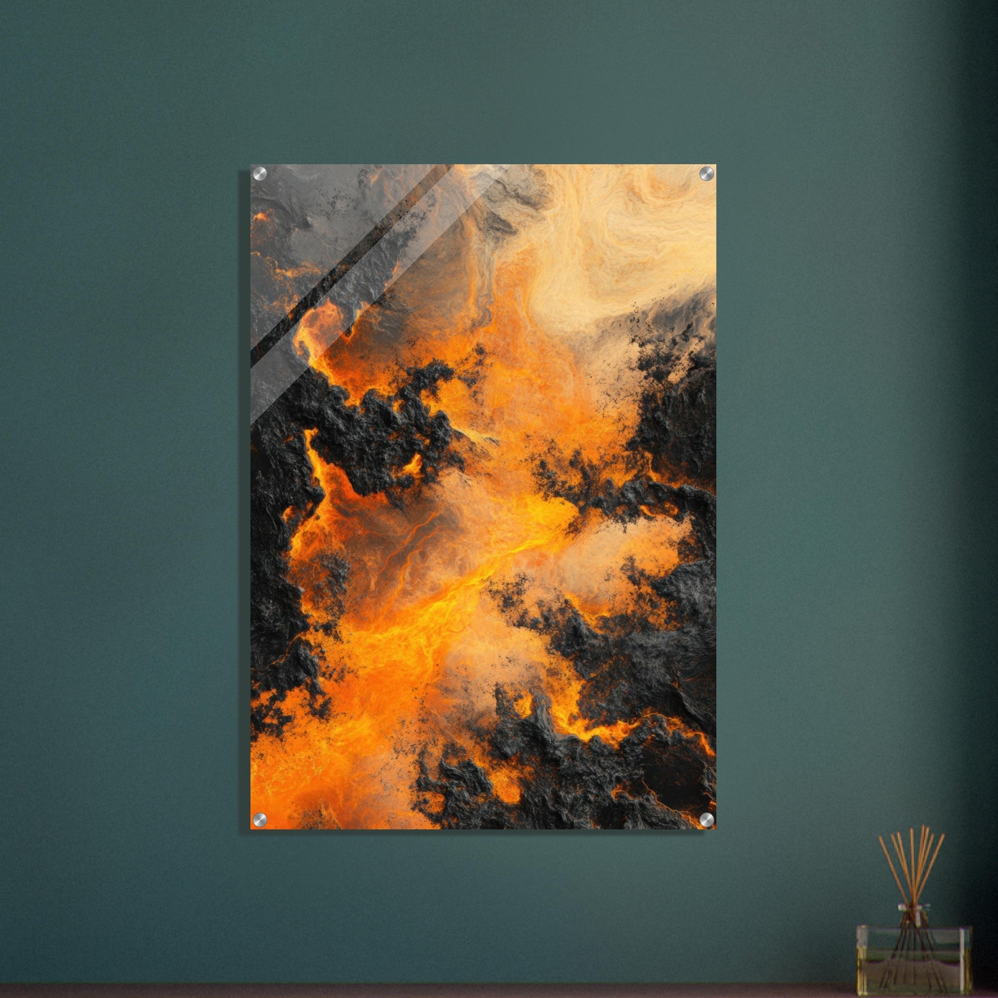 Acrylic Print Portrait - Ember Genesis A volatile burst of molten gold 8 - Ai Art Force