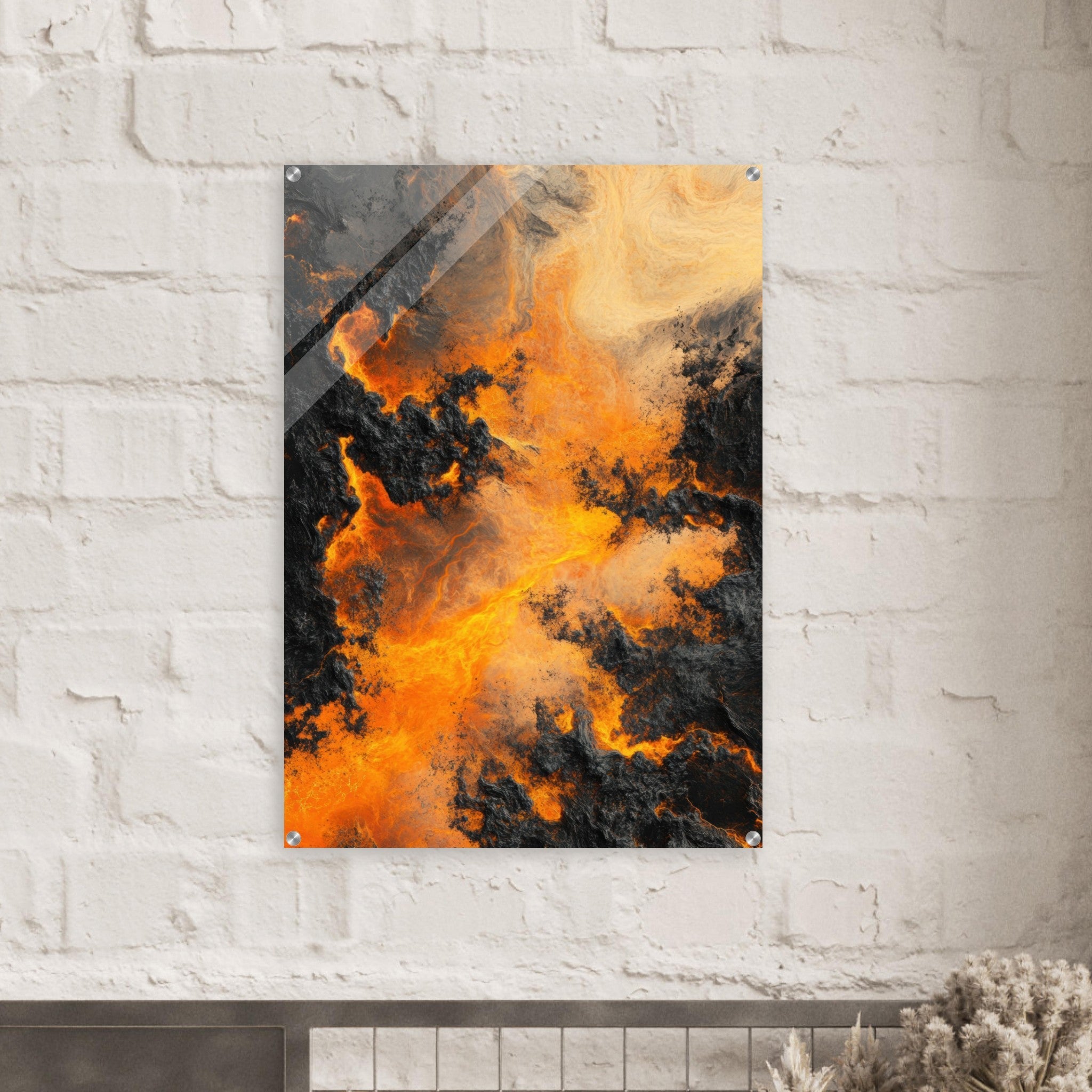 Acrylic Print Portrait - Ember Genesis A volatile burst of molten gold 8 - Ai Art Force