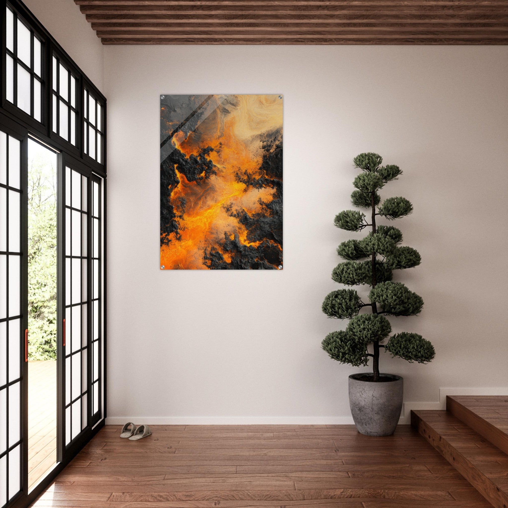 Acrylic Print Portrait - Ember Genesis A volatile burst of molten gold 8 - Ai Art Force