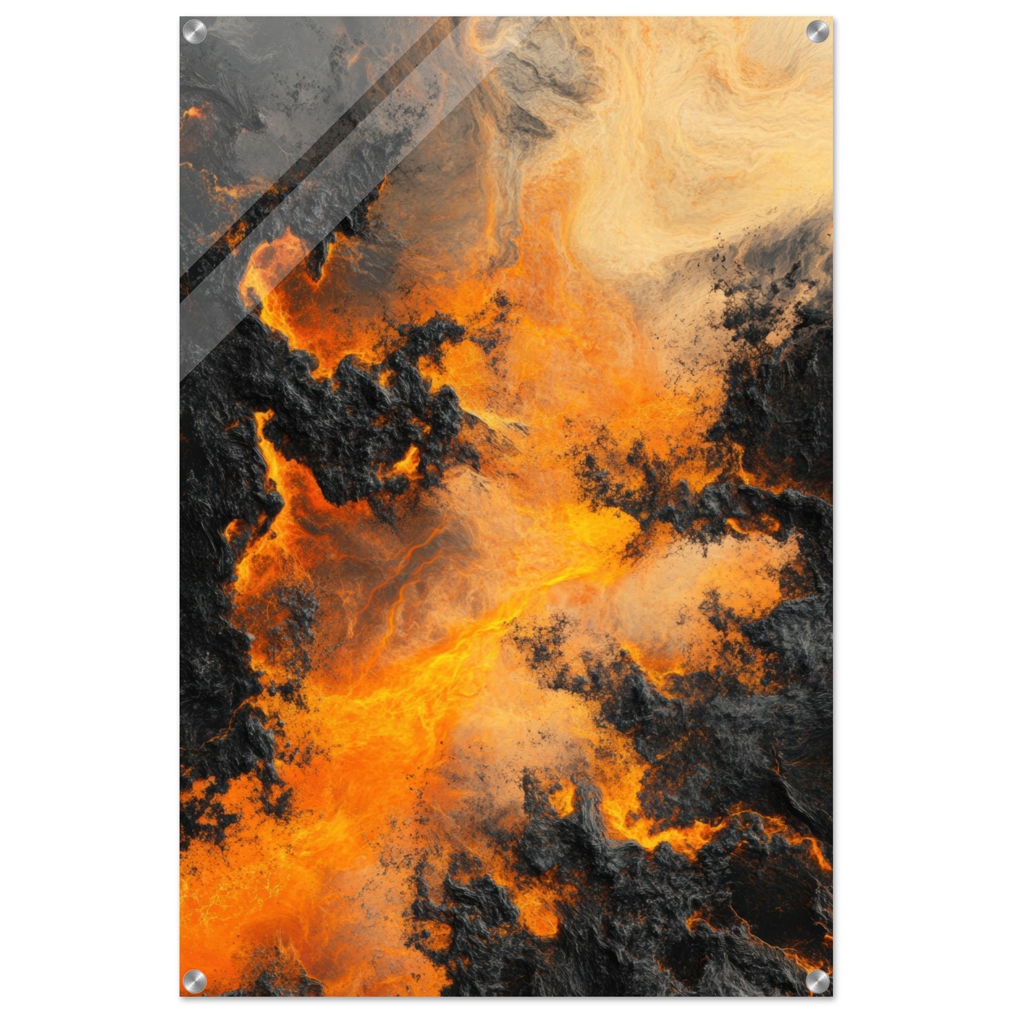 Acrylic Print Portrait - Ember Genesis A volatile burst of molten gold 8 - Ai Art Force