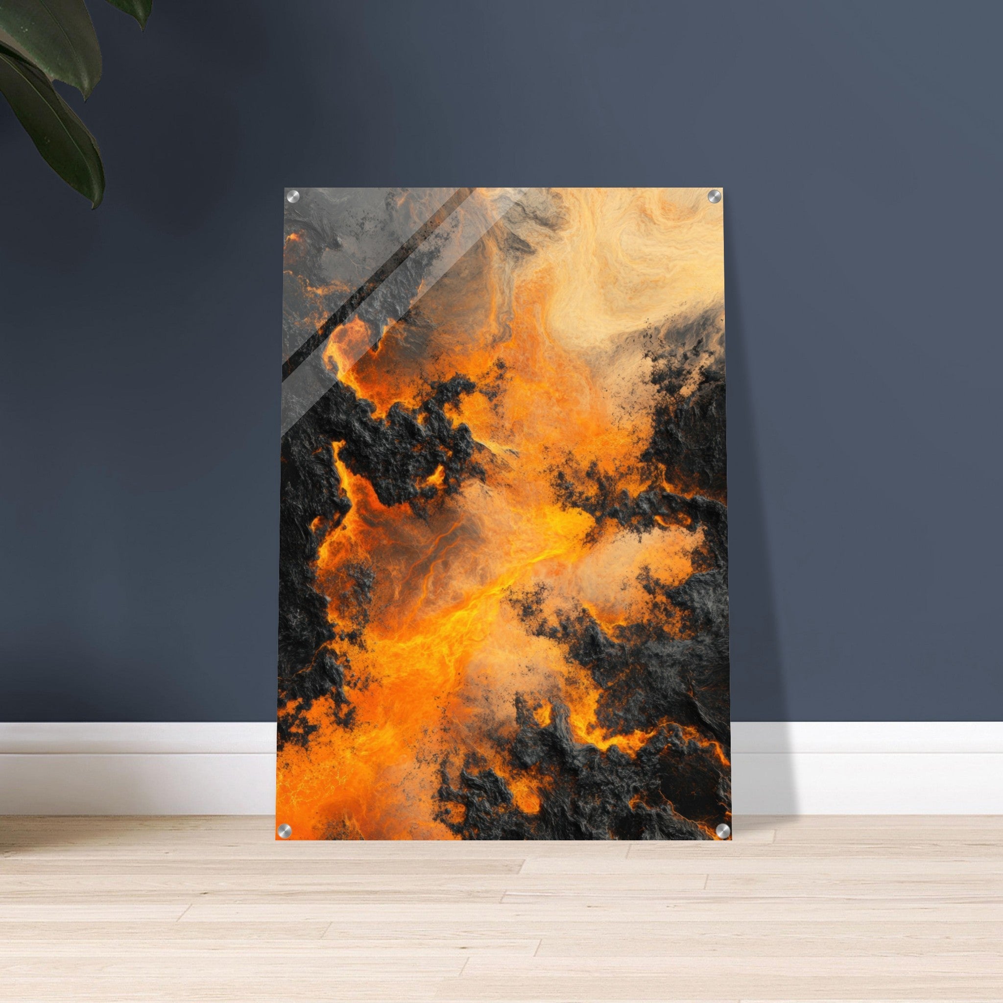 Acrylic Print Portrait - Ember Genesis A volatile burst of molten gold 8 - Ai Art Force