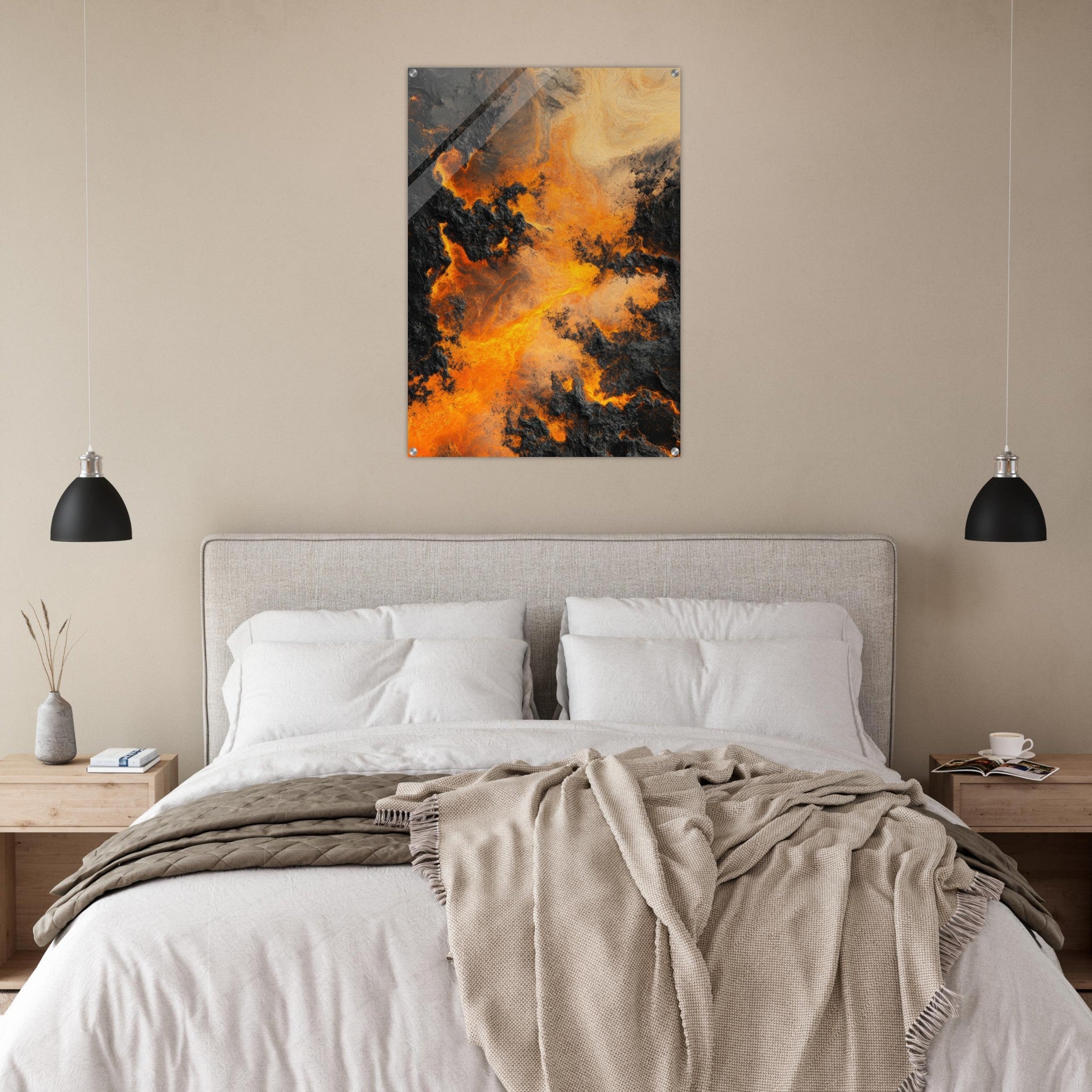 Acrylic Print Portrait - Ember Genesis A volatile burst of molten gold 8 - Ai Art Force