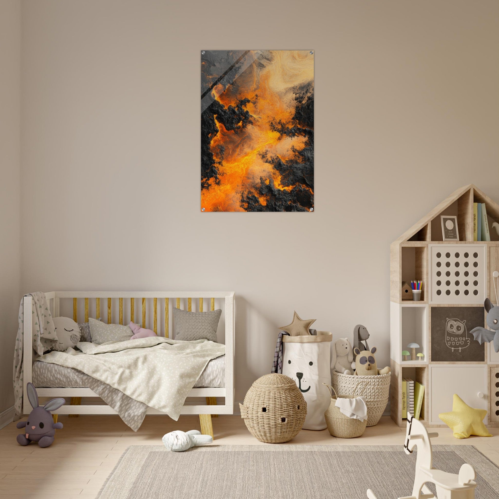 Acrylic Print Portrait - Ember Genesis A volatile burst of molten gold 8 - Ai Art Force