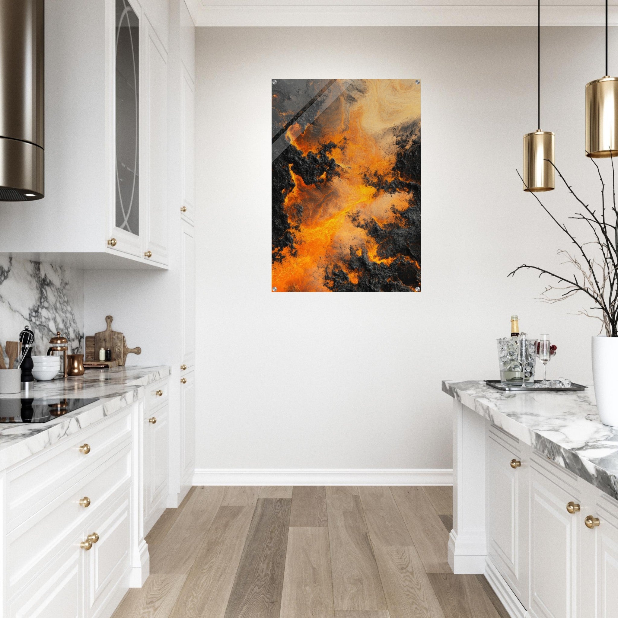 Acrylic Print Portrait - Ember Genesis A volatile burst of molten gold 8 - Ai Art Force