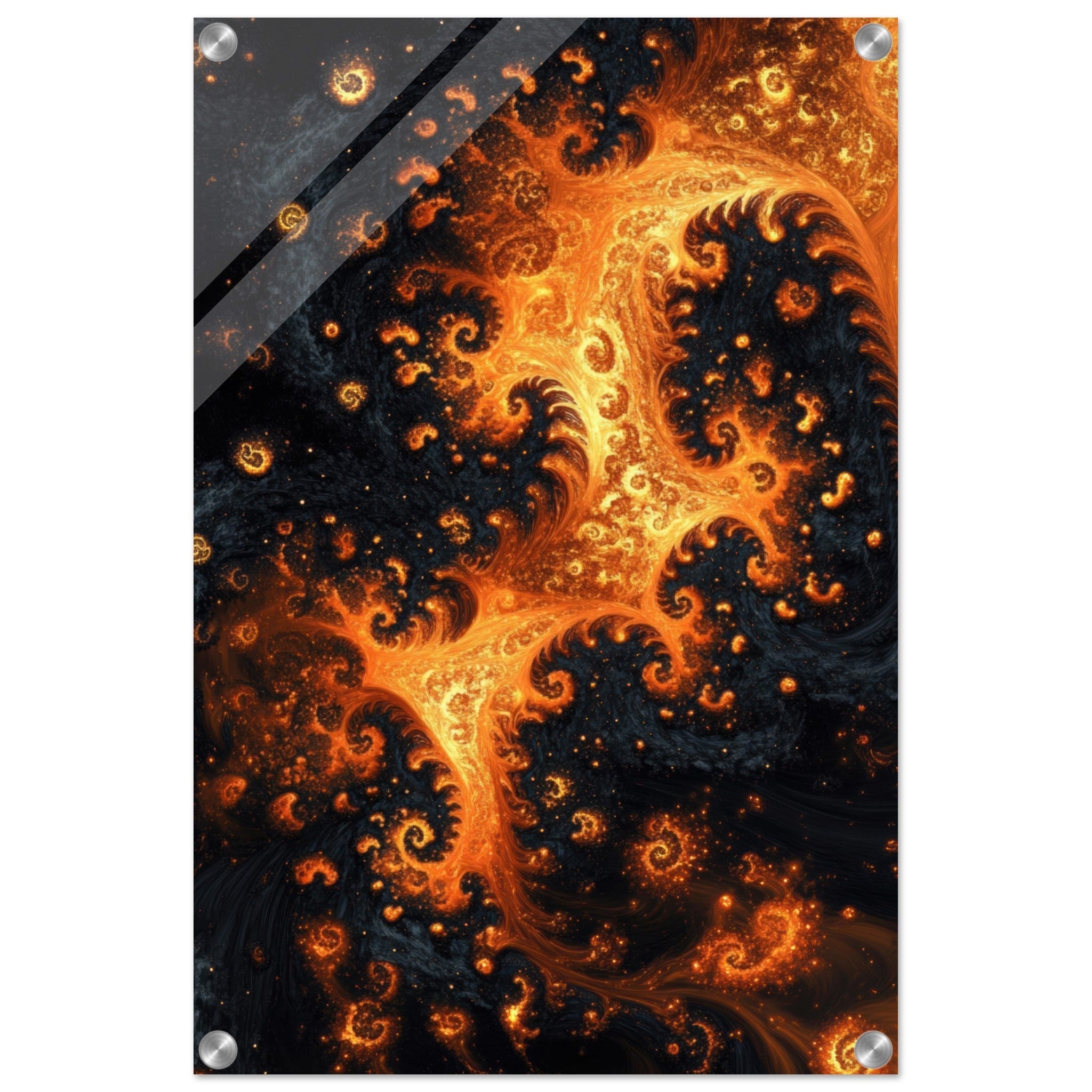 Acrylic Print Portrait - Ember Genesis A volatile burst of molten gold - Ai Art Force