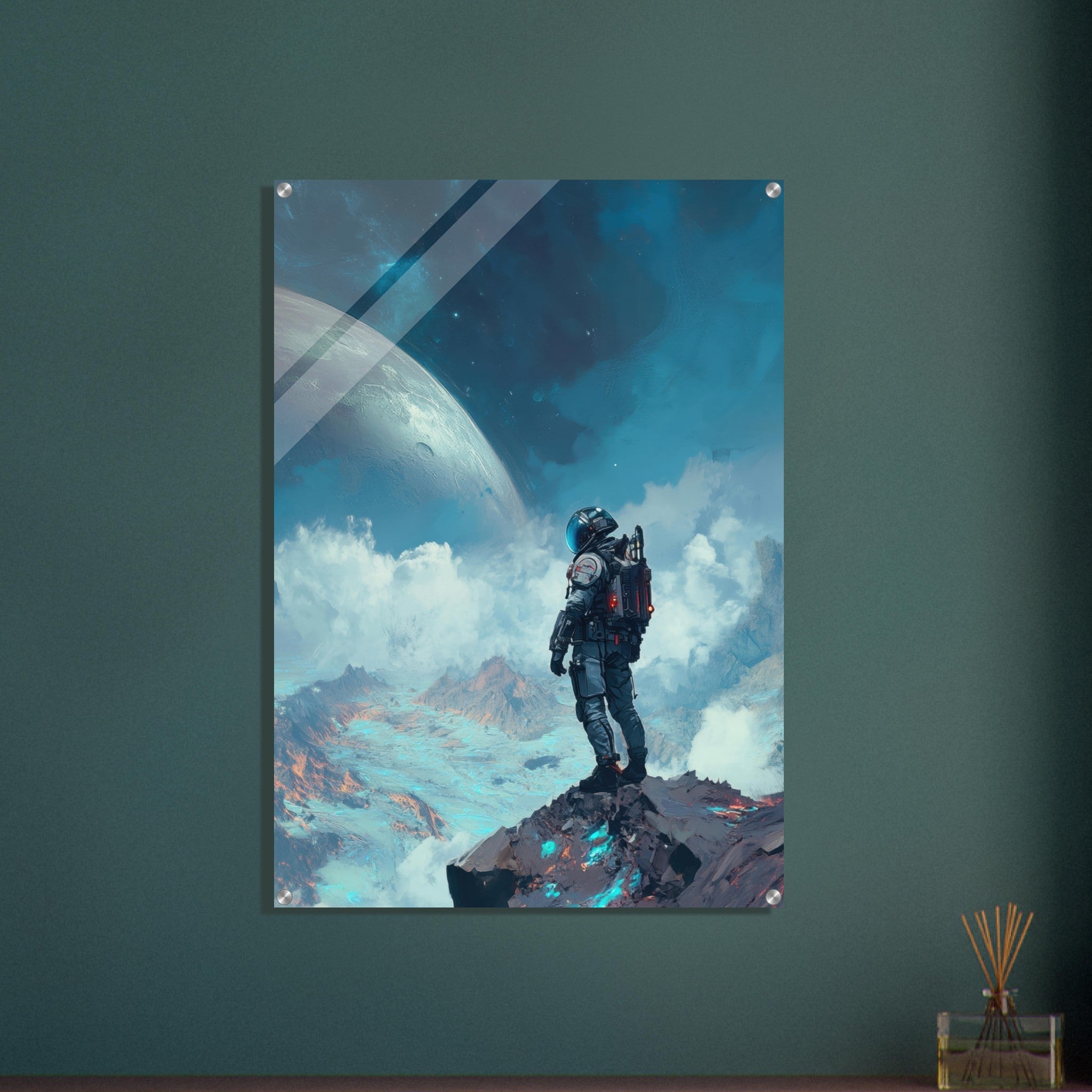 Acrylic Print Portrait - Galactic Explorer in Alien Desert A lone strong 2 - Ai Art Force
