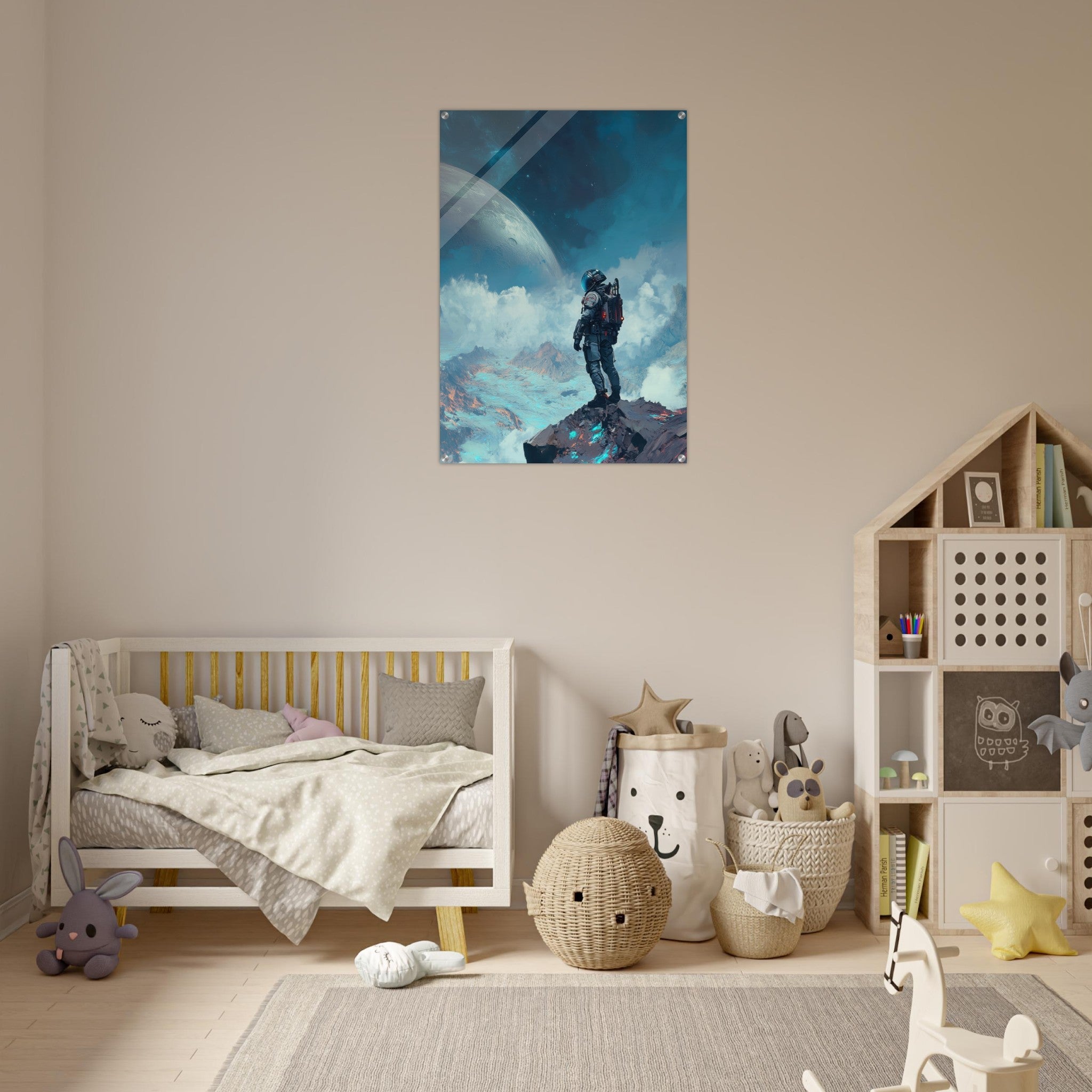 Acrylic Print Portrait - Galactic Explorer in Alien Desert A lone strong 2 - Ai Art Force