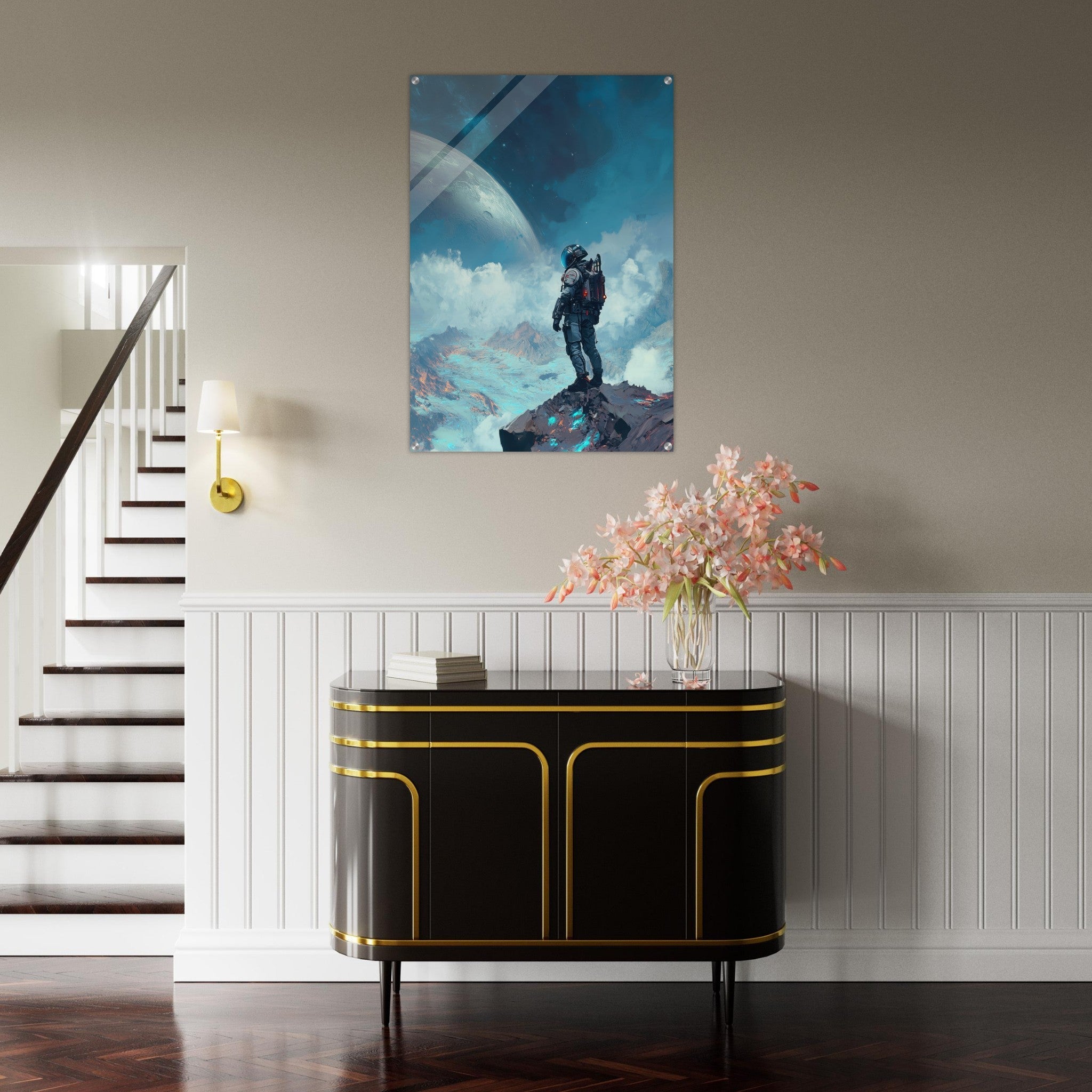 Acrylic Print Portrait - Galactic Explorer in Alien Desert A lone strong 2 - Ai Art Force