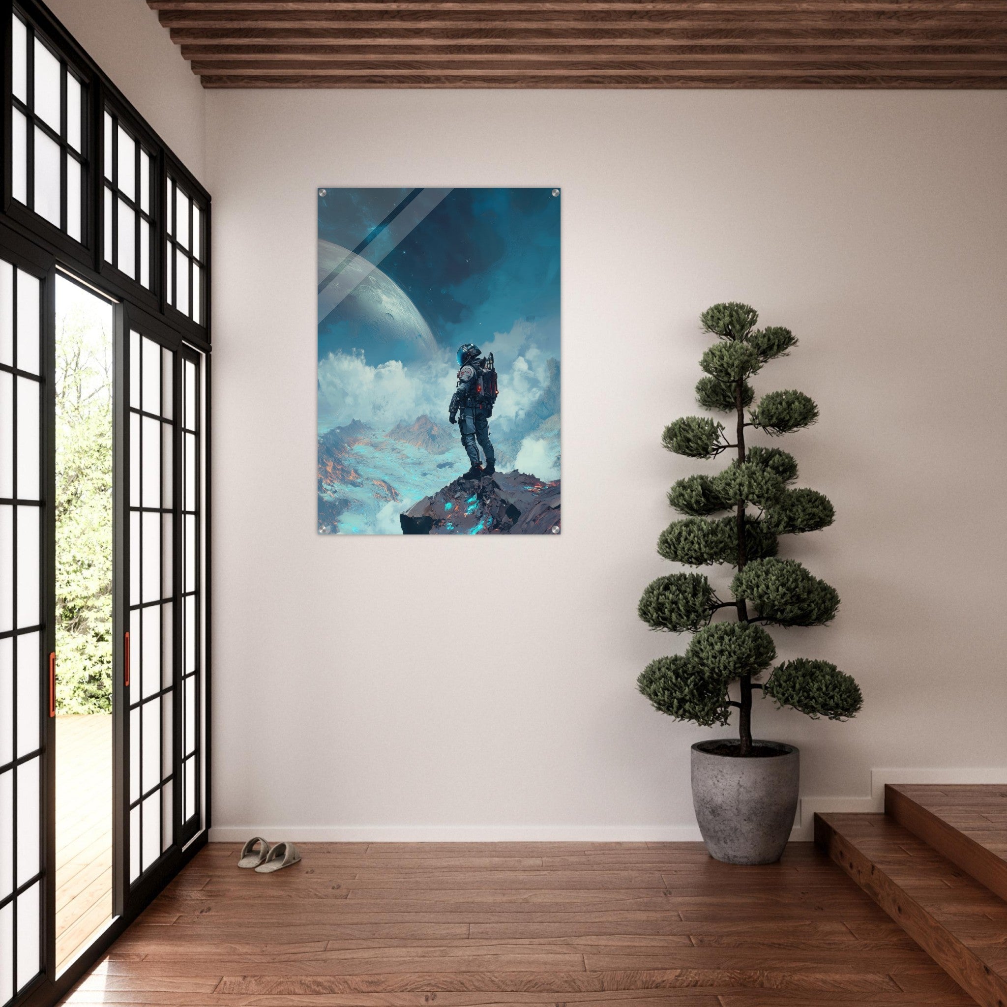 Acrylic Print Portrait - Galactic Explorer in Alien Desert A lone strong 2 - Ai Art Force