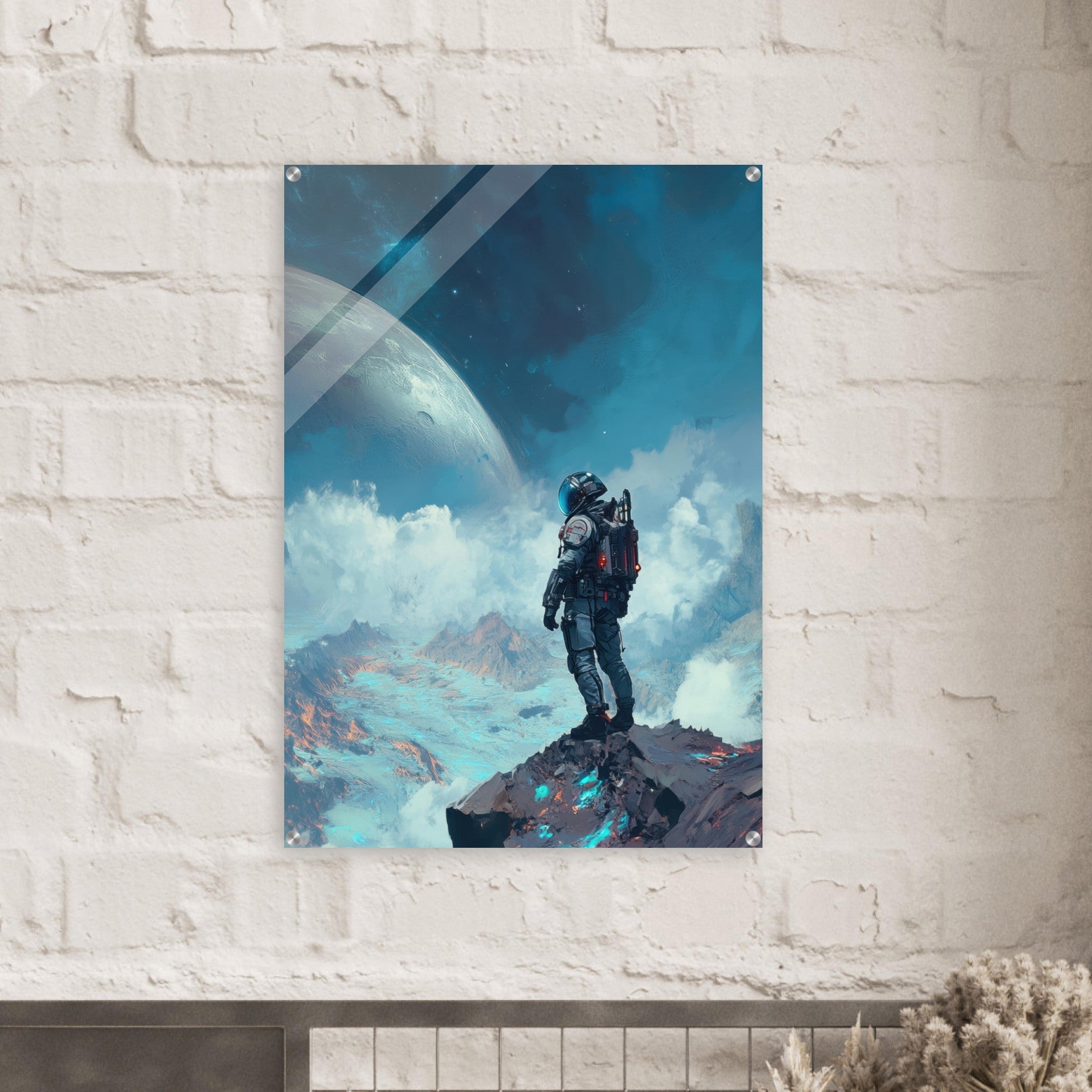 Acrylic Print Portrait - Galactic Explorer in Alien Desert A lone strong 2 - Ai Art Force