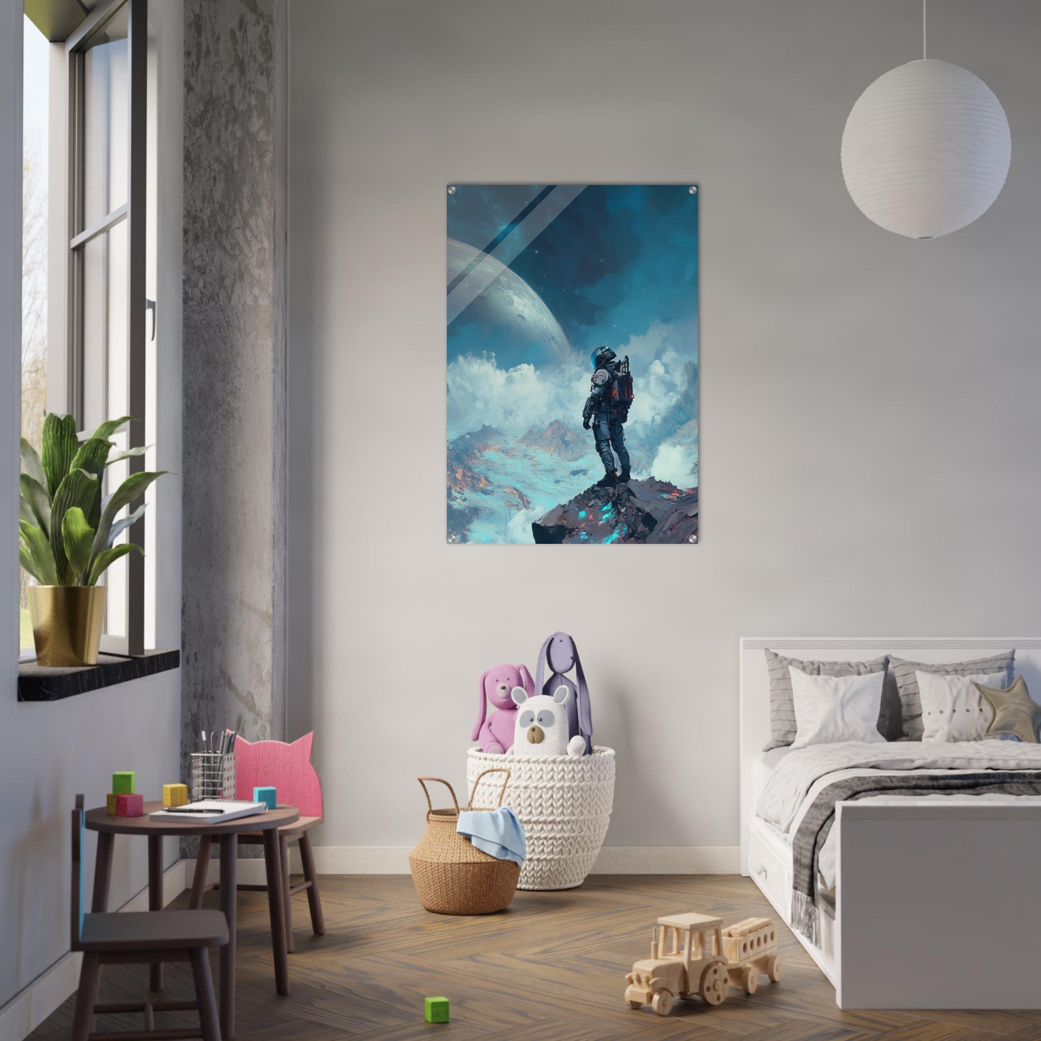 Acrylic Print Portrait - Galactic Explorer in Alien Desert A lone strong 2 - Ai Art Force