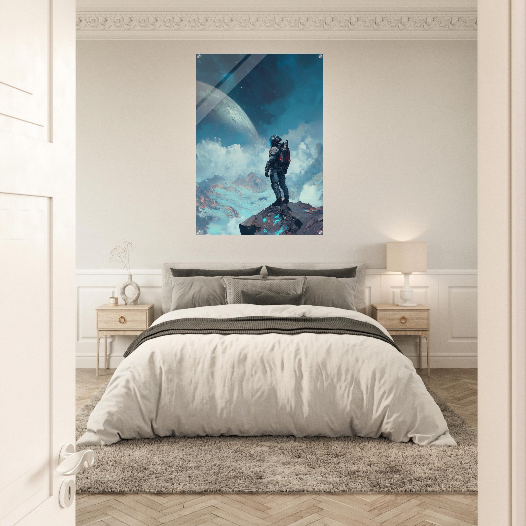 Acrylic Print Portrait - Galactic Explorer in Alien Desert A lone strong 2 - Ai Art Force