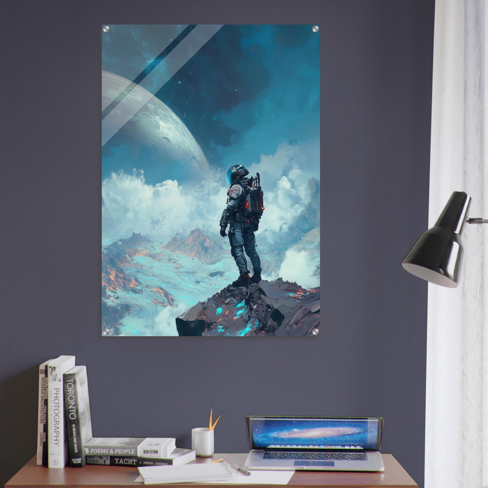 Acrylic Print Portrait - Galactic Explorer in Alien Desert A lone strong 2 - Ai Art Force