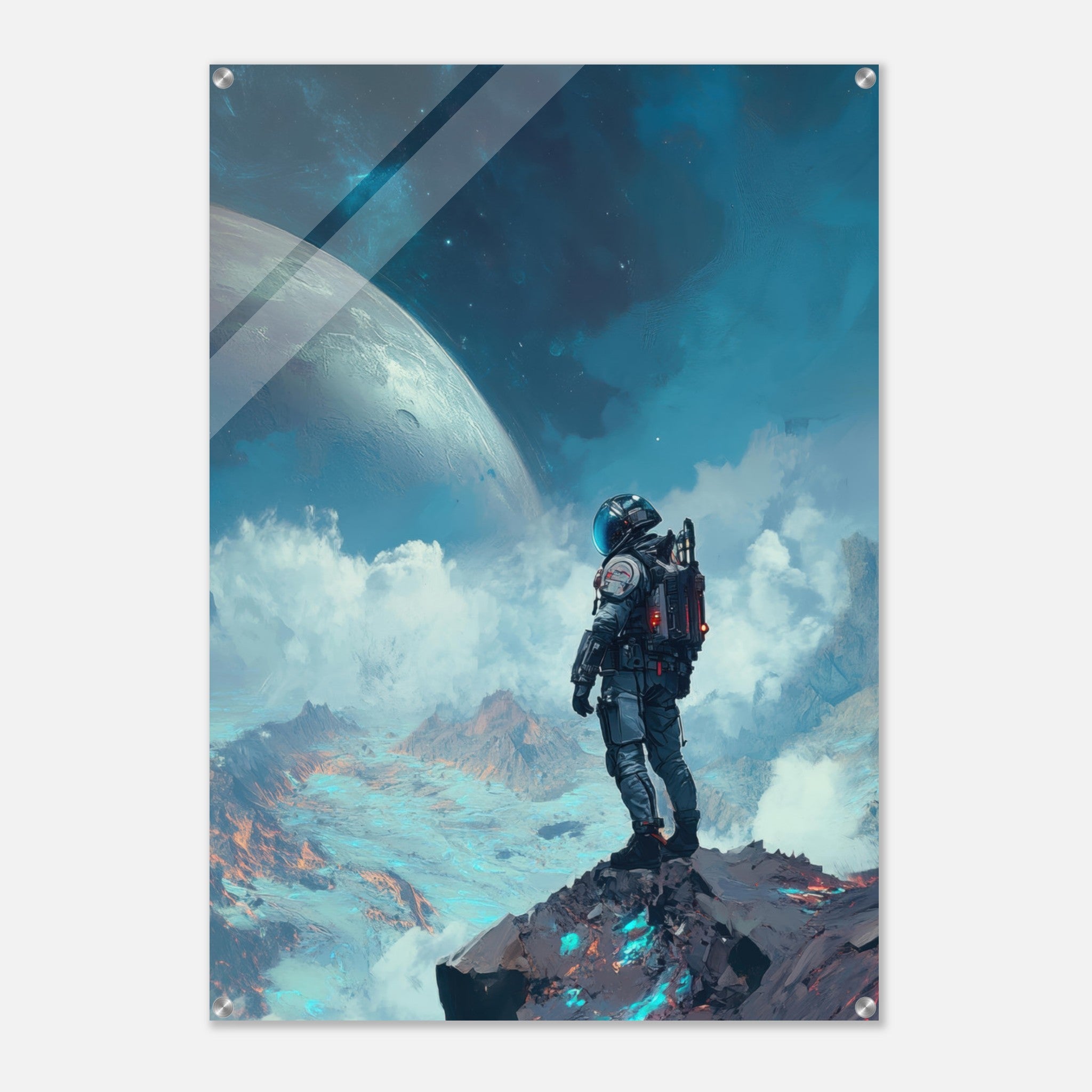 Acrylic Print Portrait - Galactic Explorer in Alien Desert A lone strong 2 - Ai Art Force