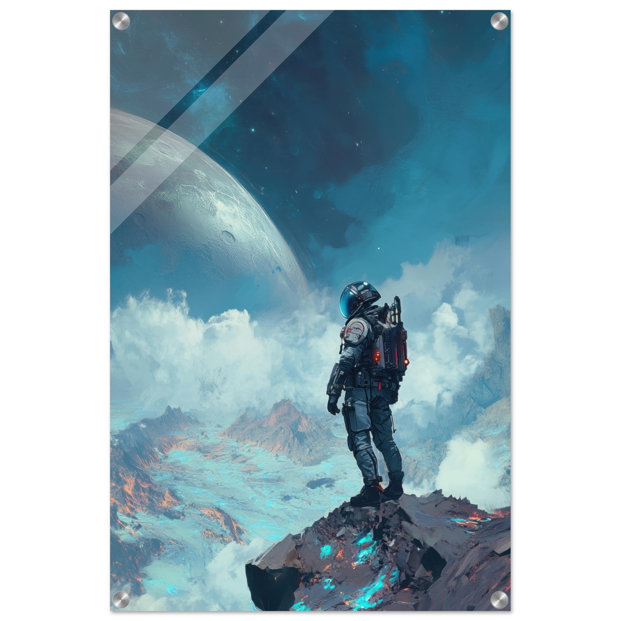 Acrylic Print Portrait - Galactic Explorer in Alien Desert A lone strong 2 - Ai Art Force