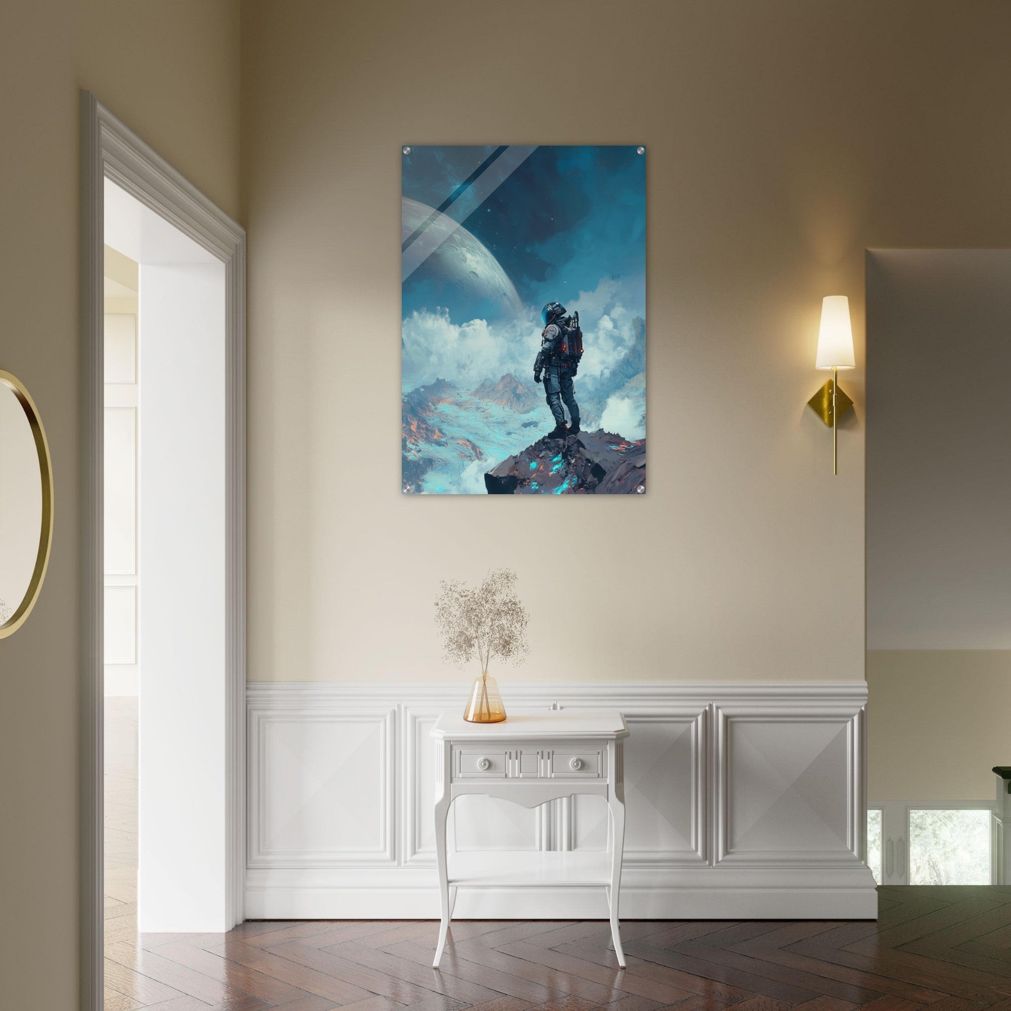 Acrylic Print Portrait - Galactic Explorer in Alien Desert A lone strong 2 - Ai Art Force