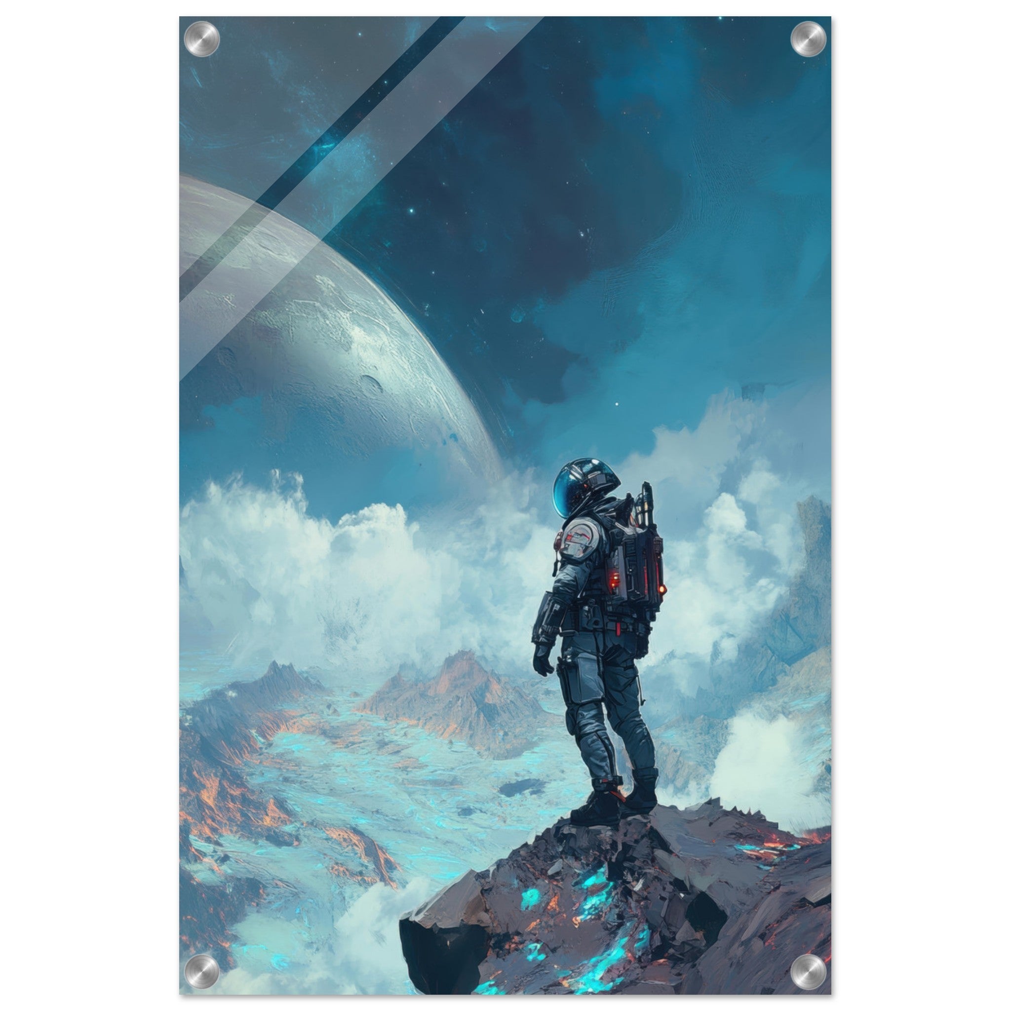 Acrylic Print Portrait - Galactic Explorer in Alien Desert A lone strong 2 - Ai Art Force